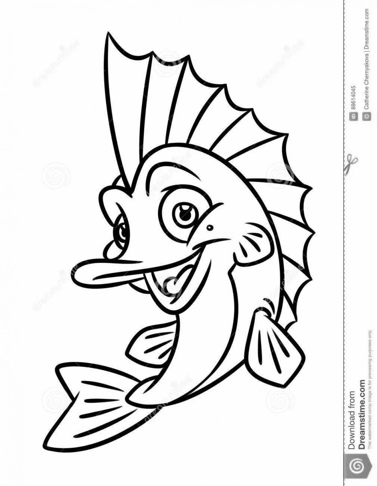 Coloring page festive ruff fish