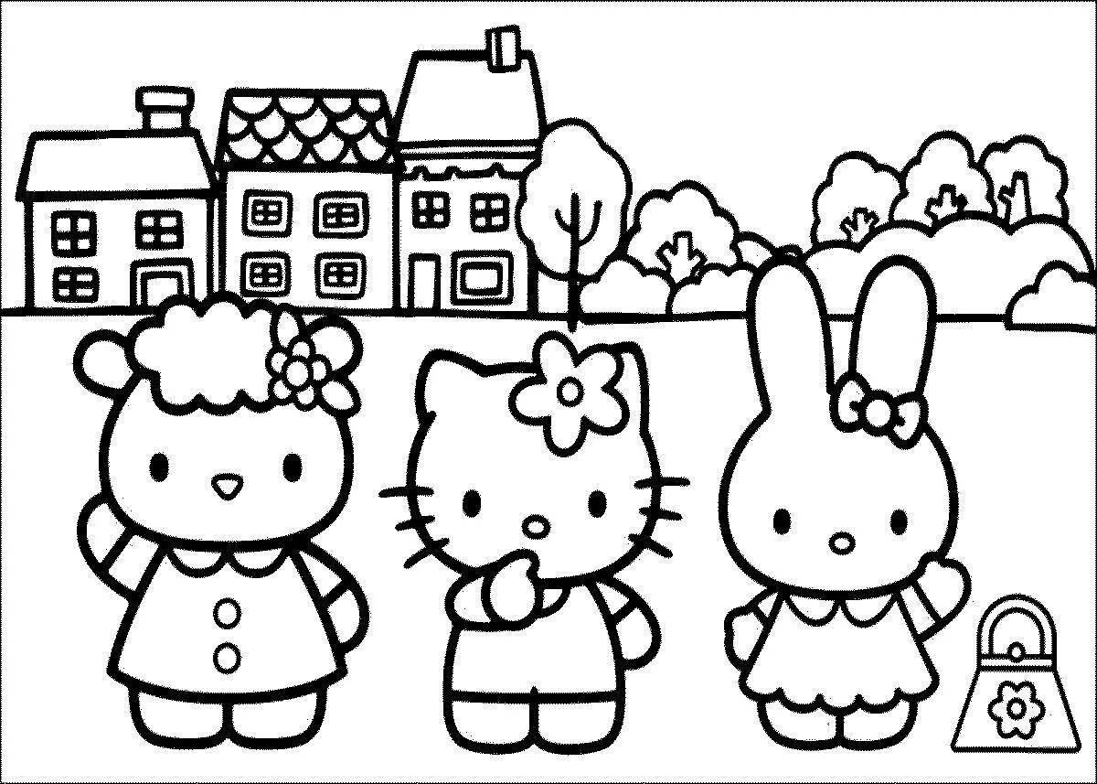 Joyful coloring hello kitty