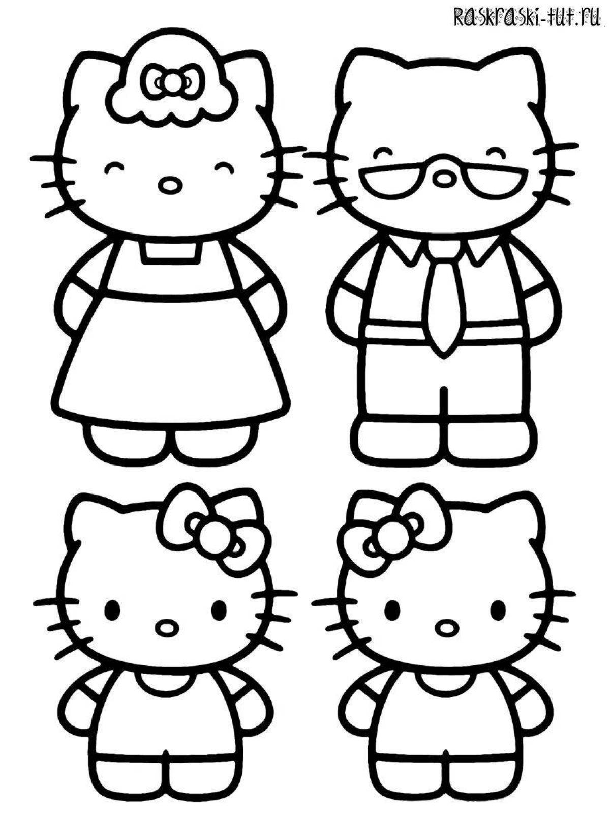An animated hello kitty coloring page