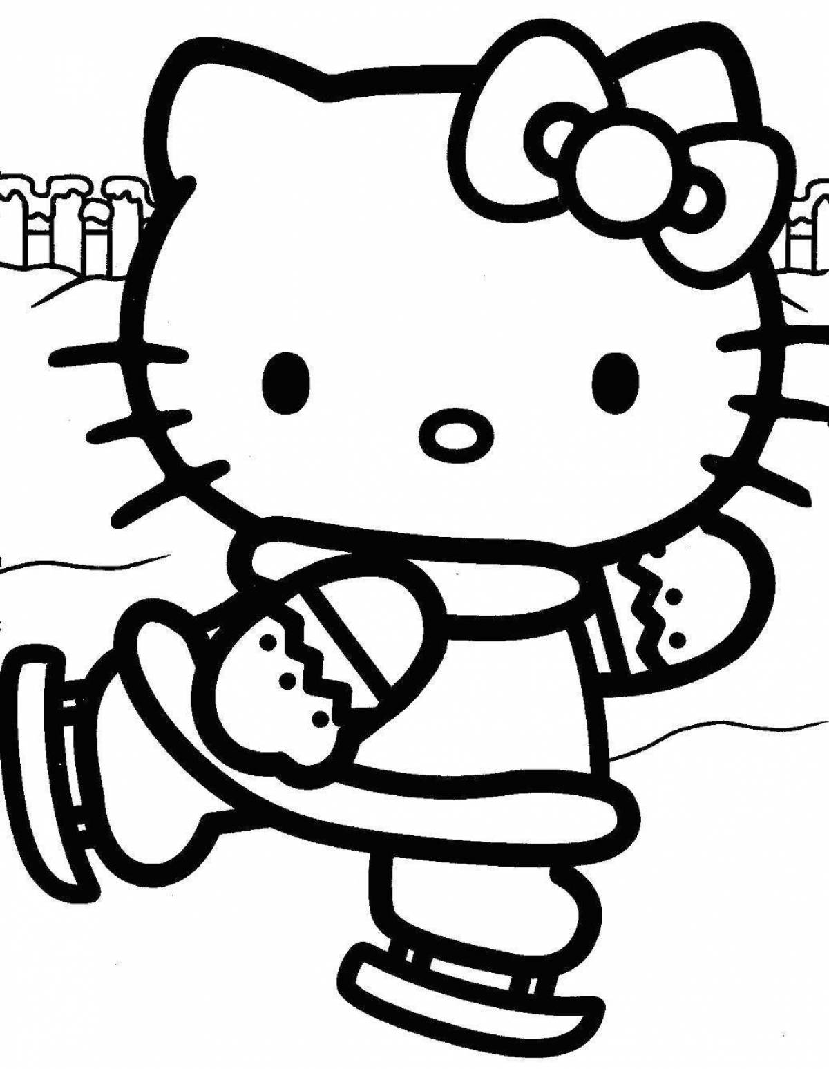 Glowing hello kitty coloring page