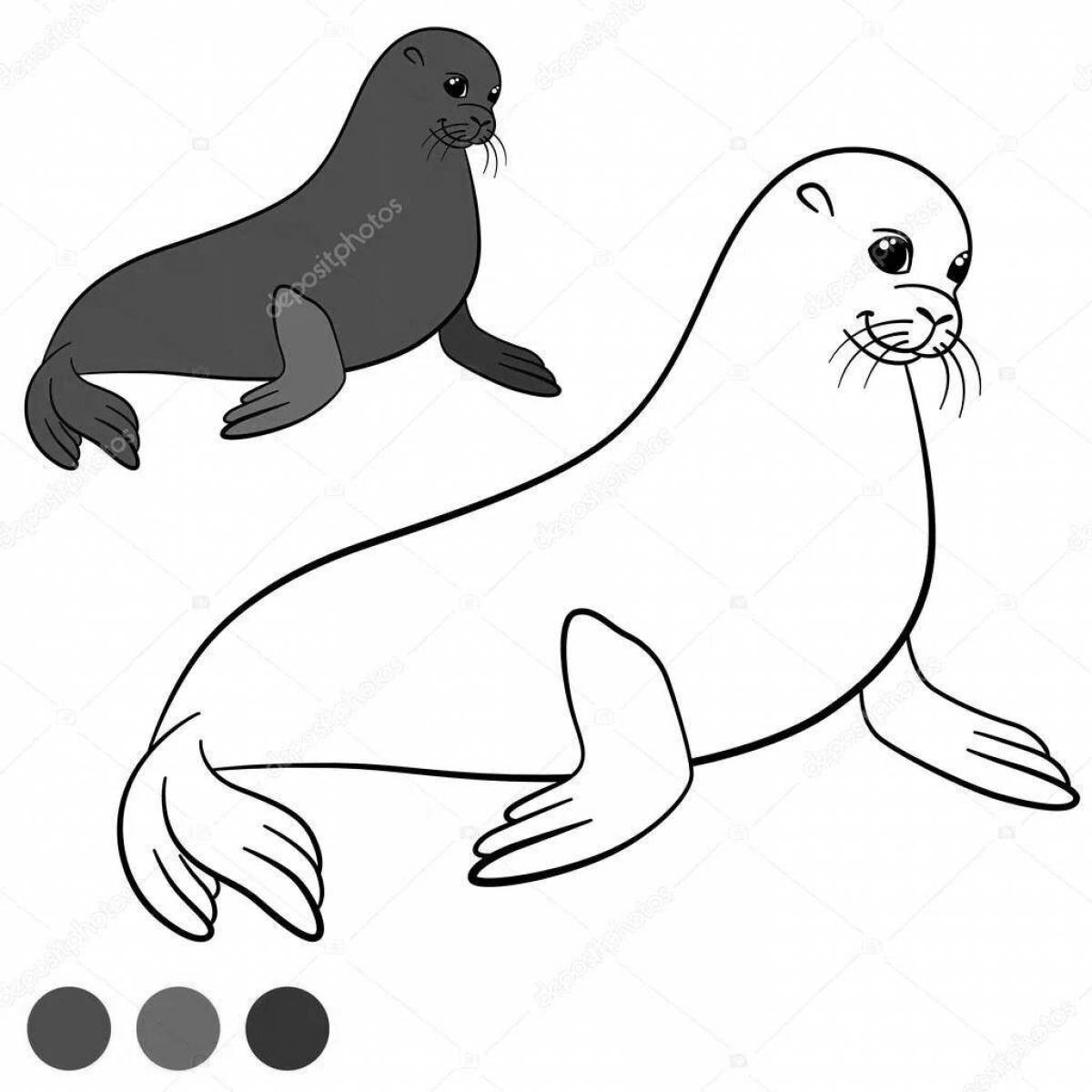 Сказочная страница раскраски обыкновенного тюленя