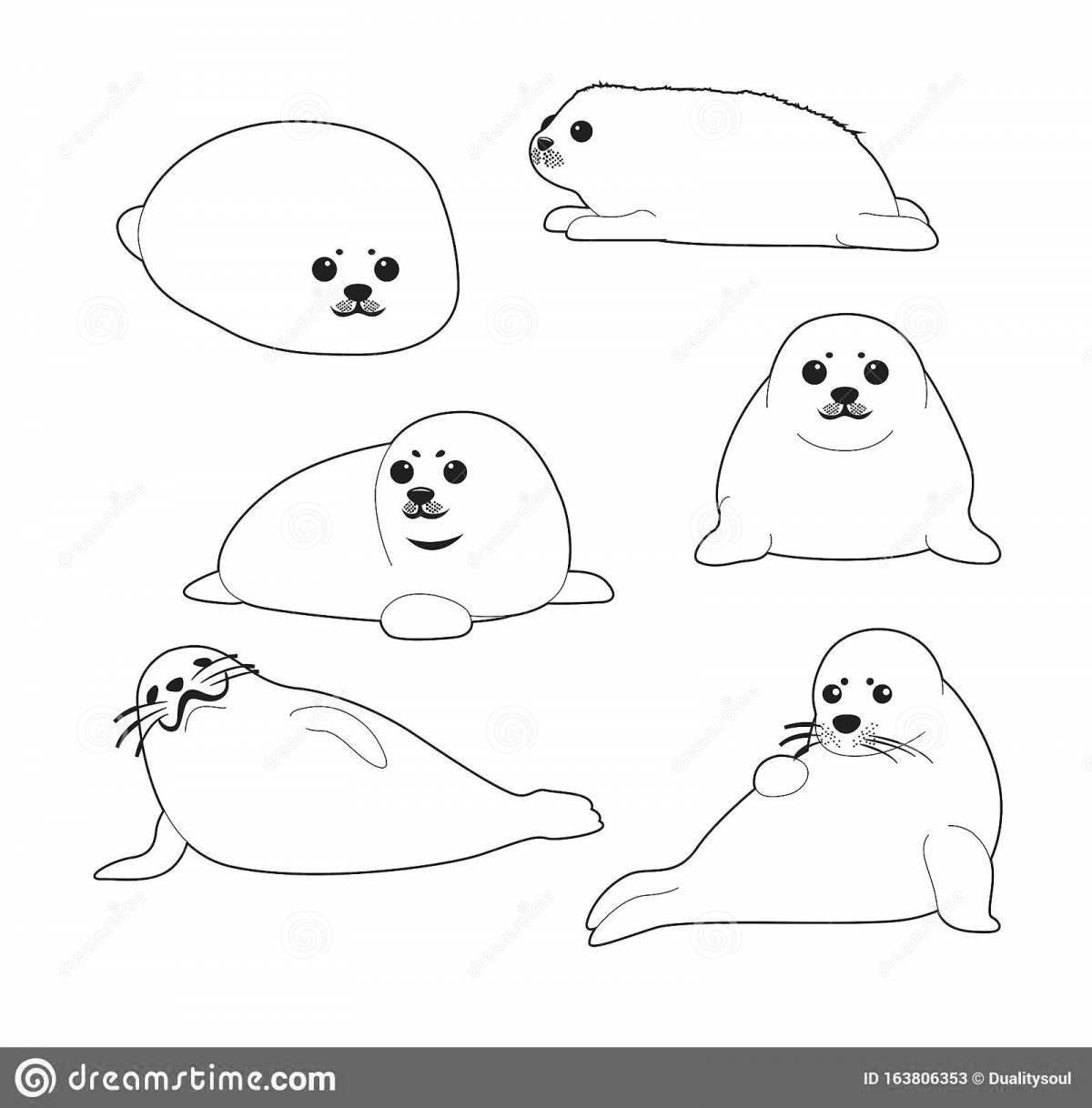 Чудесная страница раскраски обыкновенного тюленя
