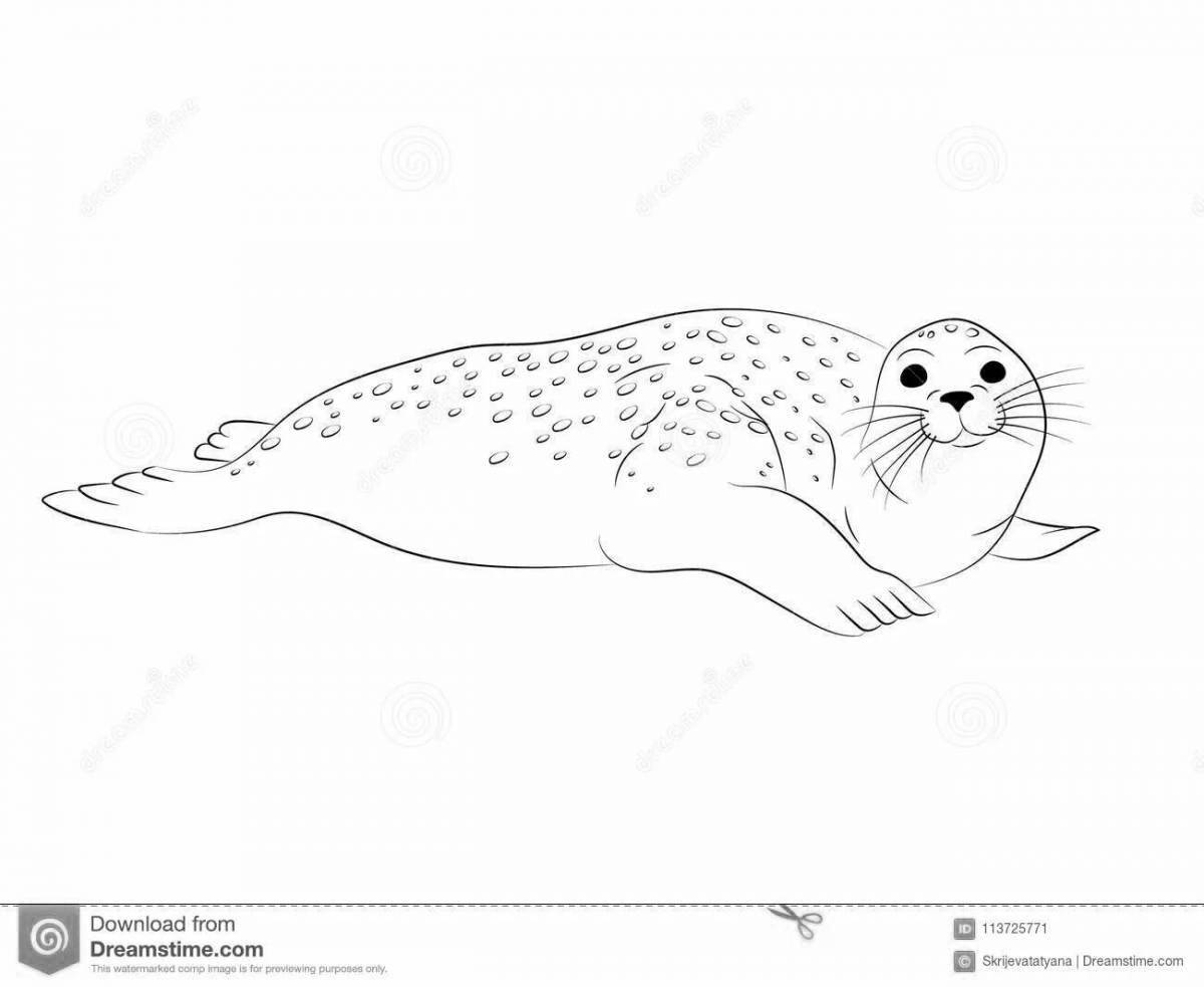 Великолепная страница раскраски обыкновенного тюленя