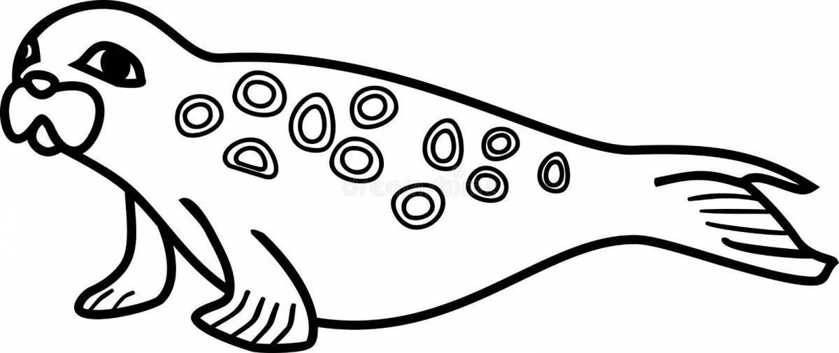 Cute harbor seal coloring page