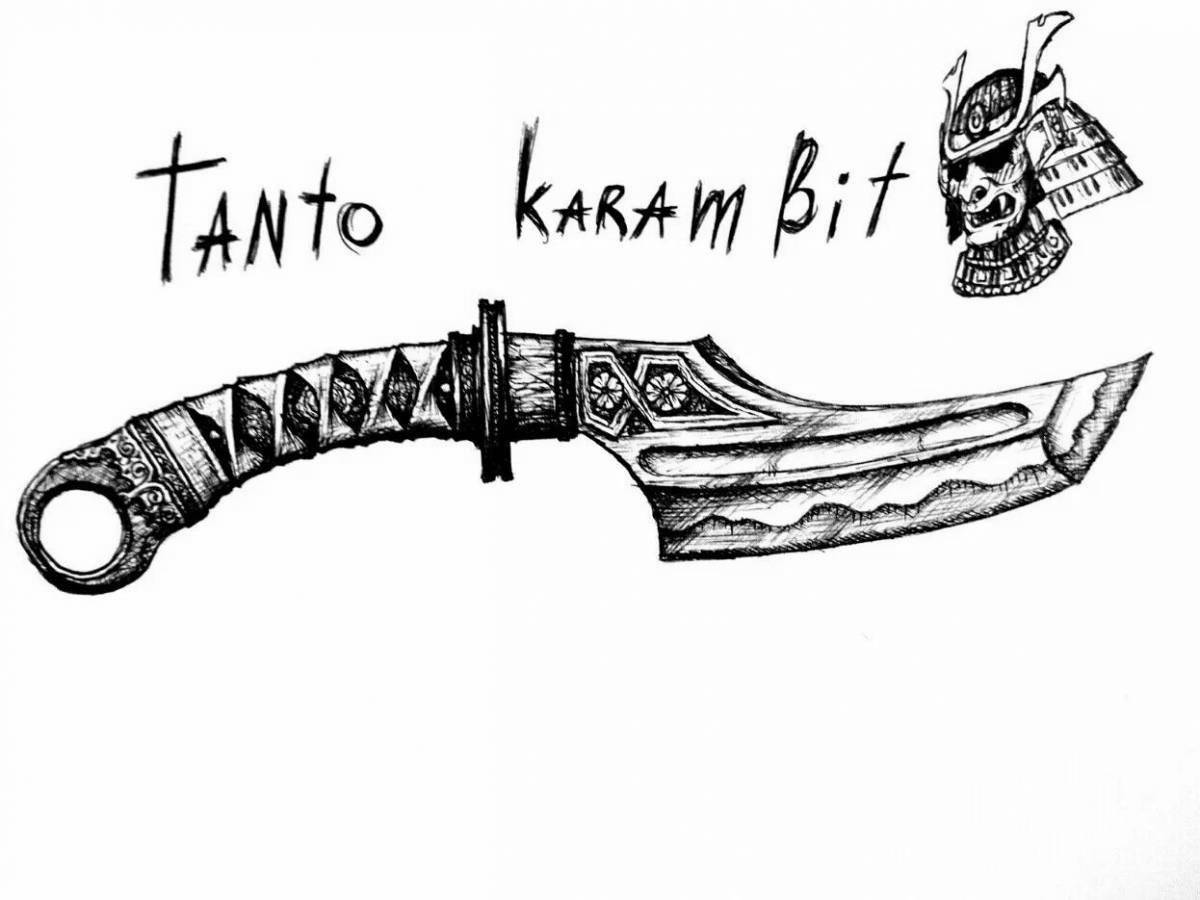 Playful coloring page of standoff knives