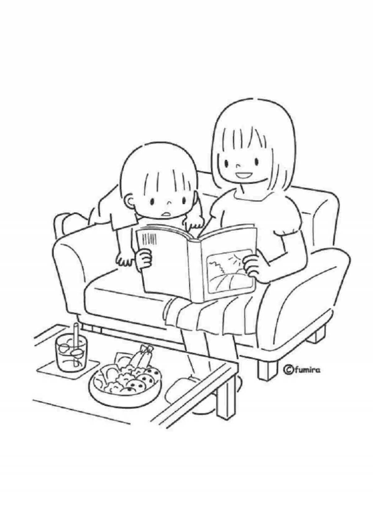 Дети читают раскраска