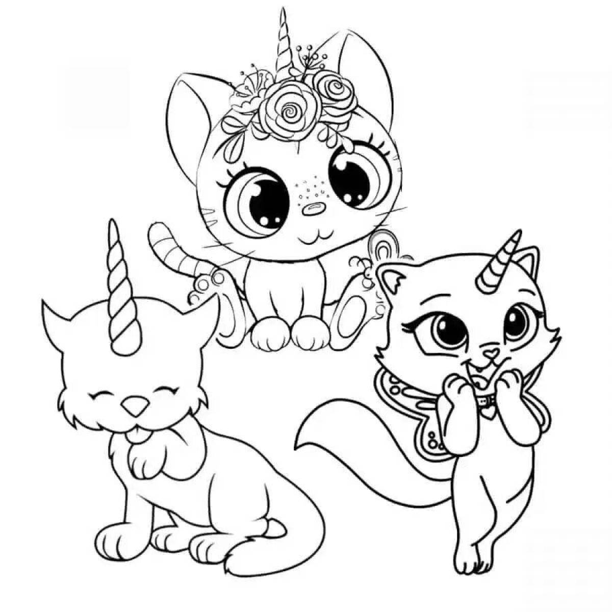 Раскраска единорожка котик