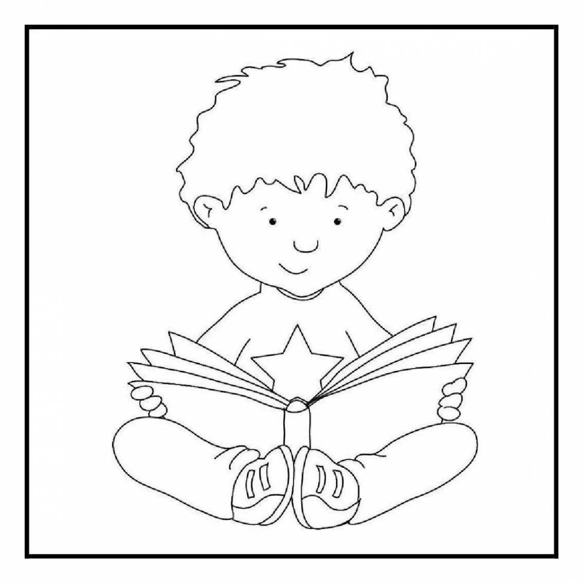 Creative children reading coloring pages