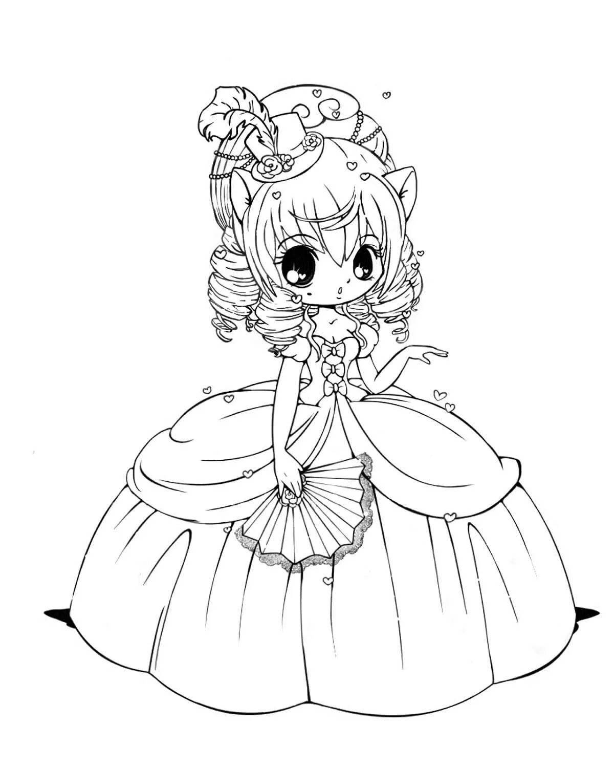 Coloring book magical anime doll