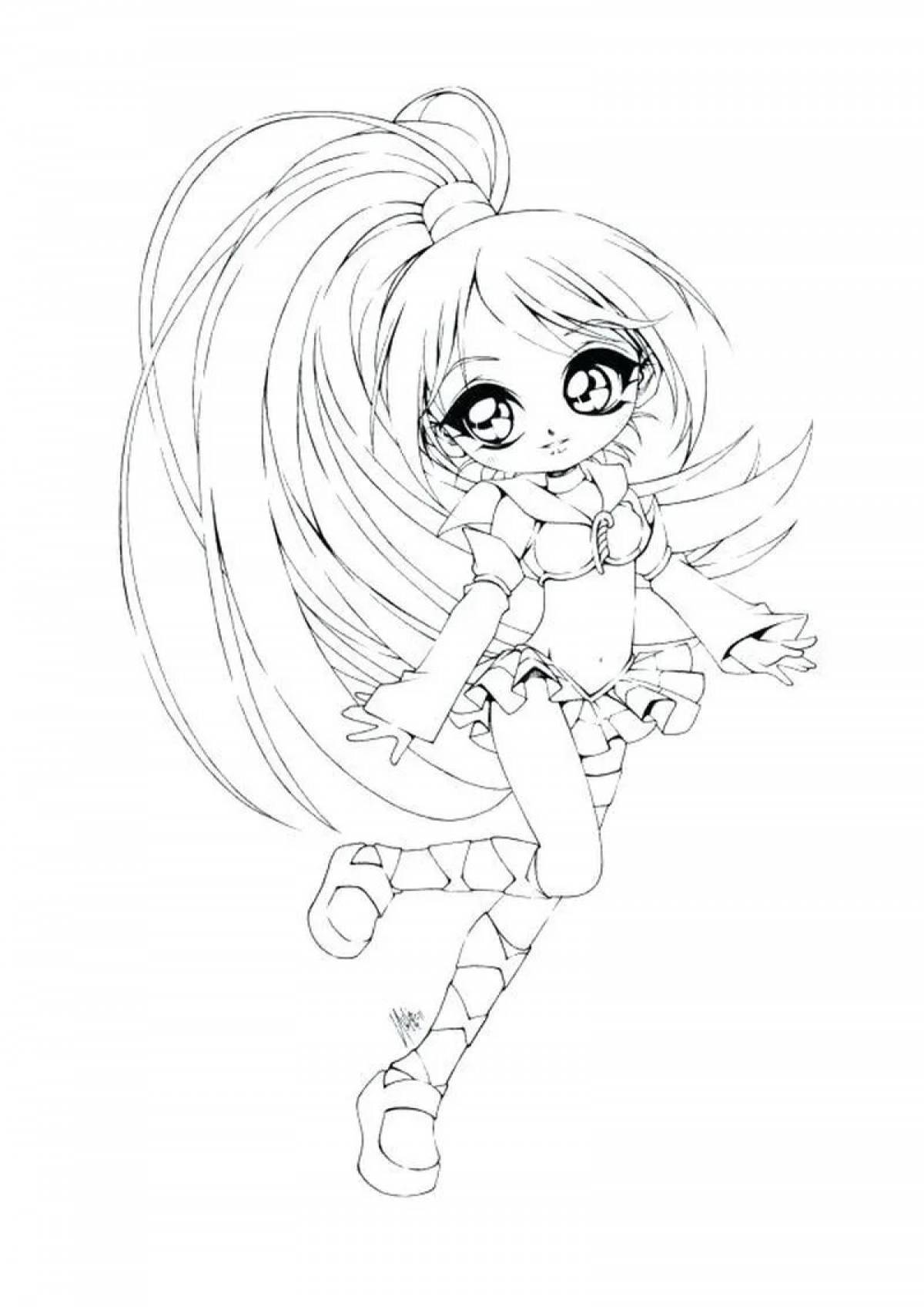 Flawless anime doll coloring page