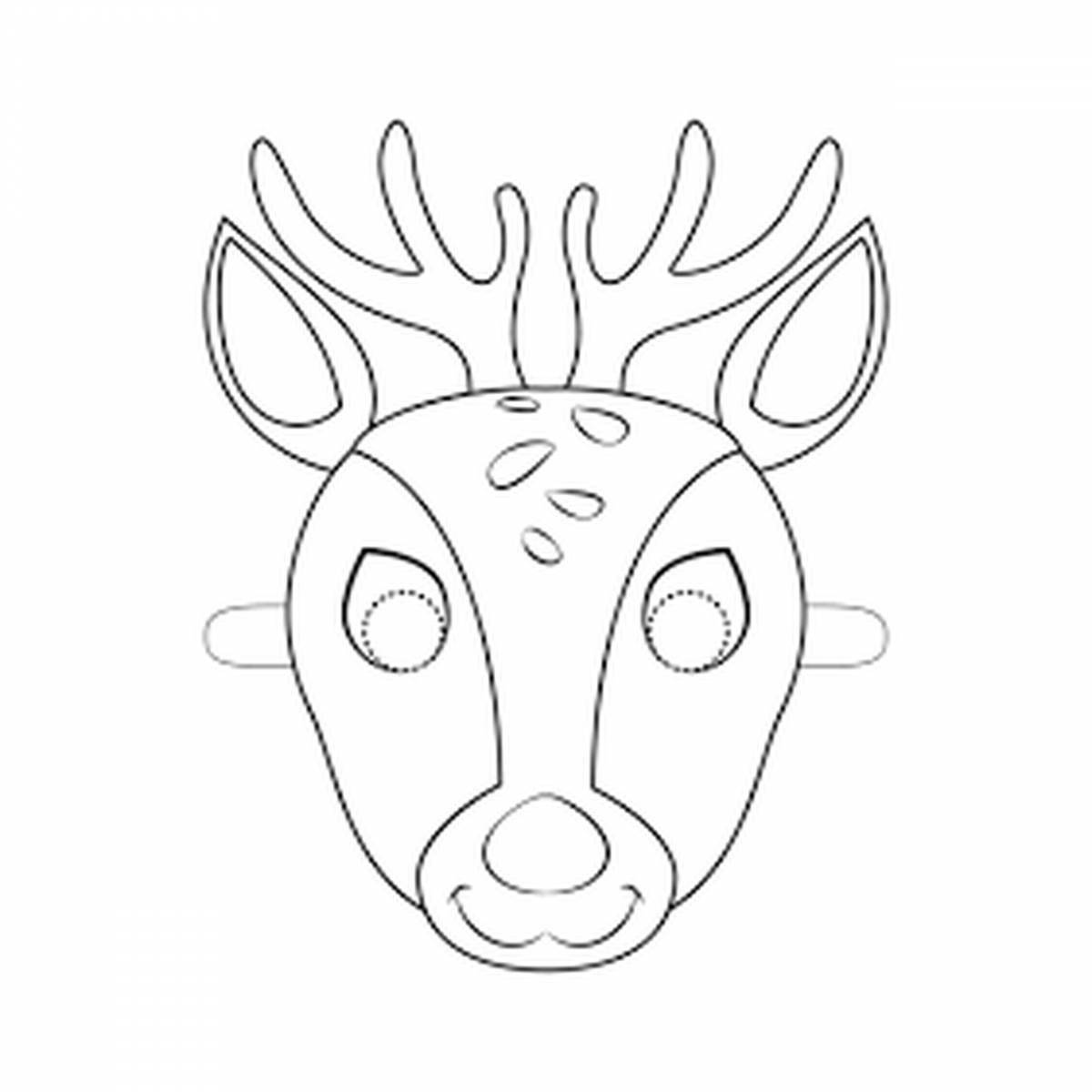 Colourful animal mask coloring page