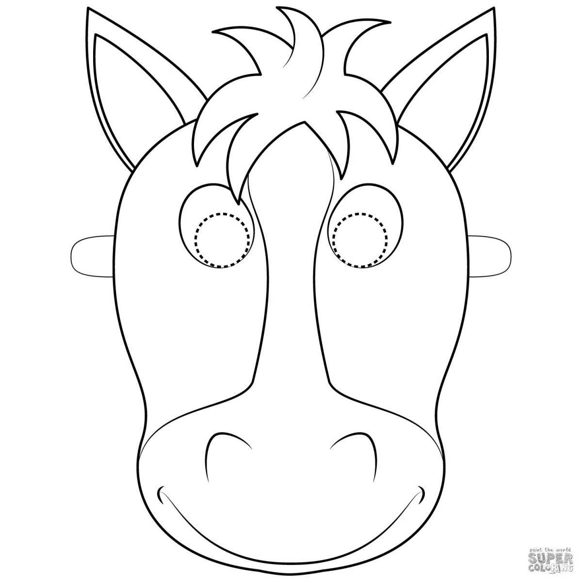 Bright animal mask coloring page design