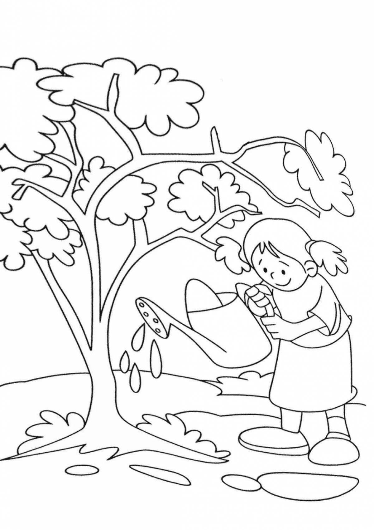 Bright coloring page save nature