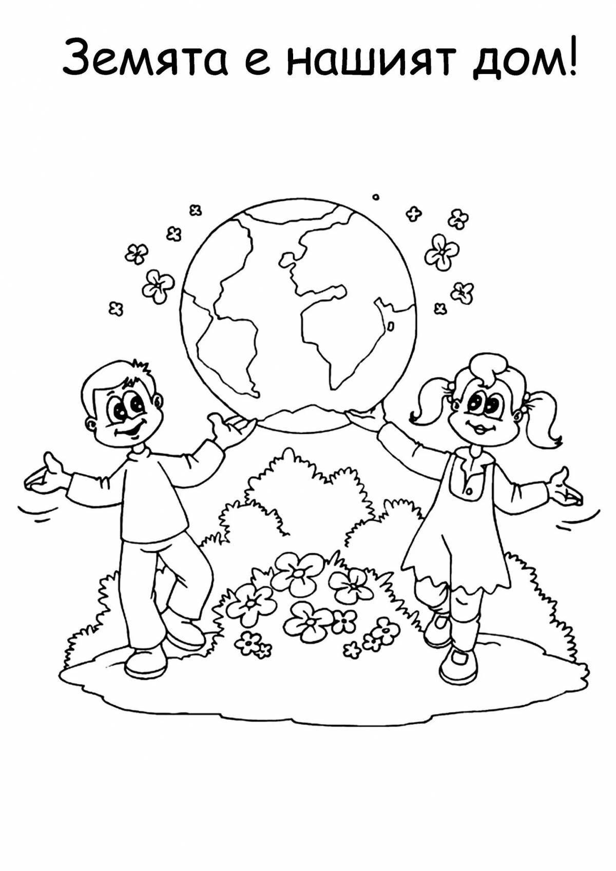 Encouraged save nature coloring page