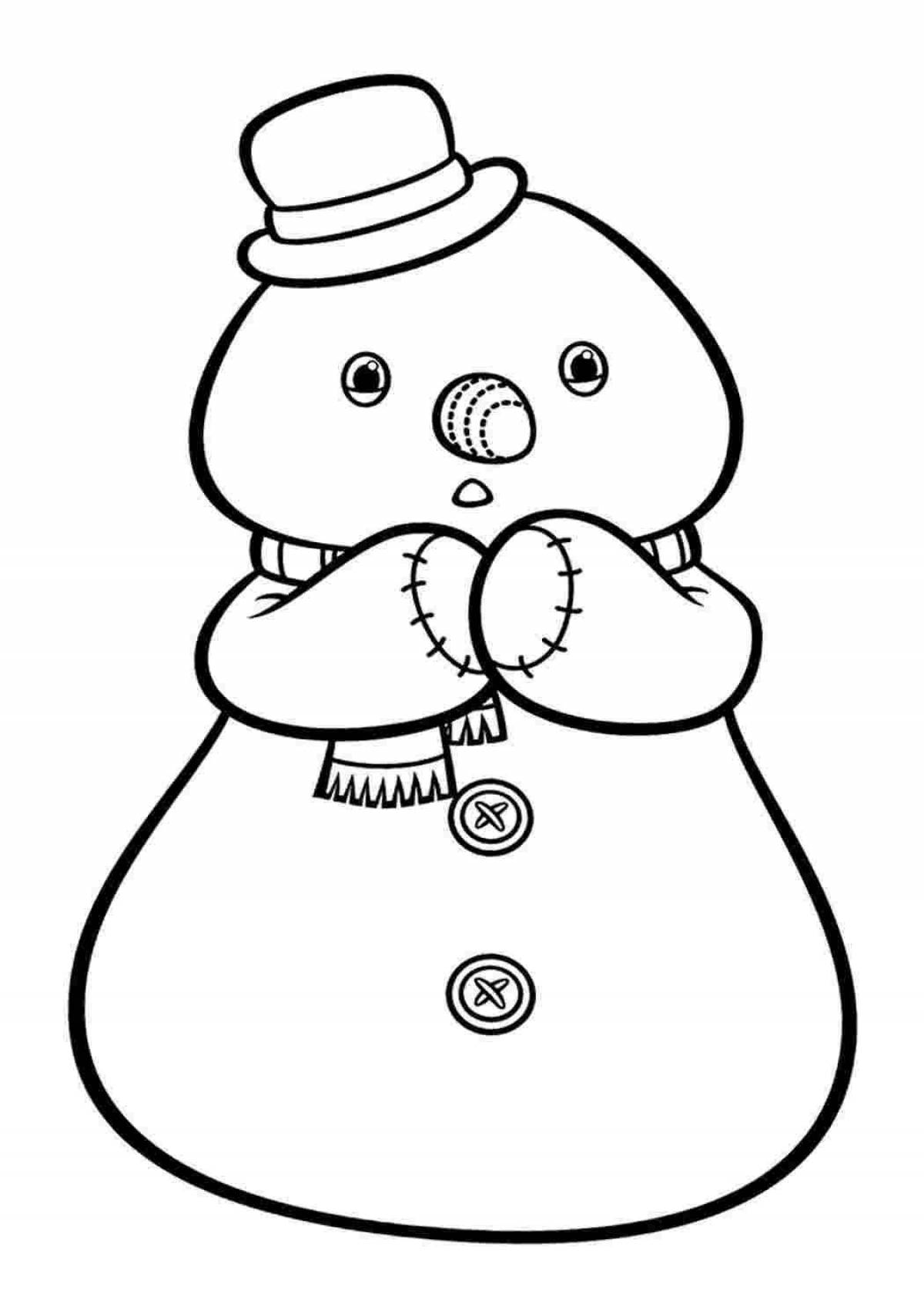 Праздничная раскраска снеговик-девочка