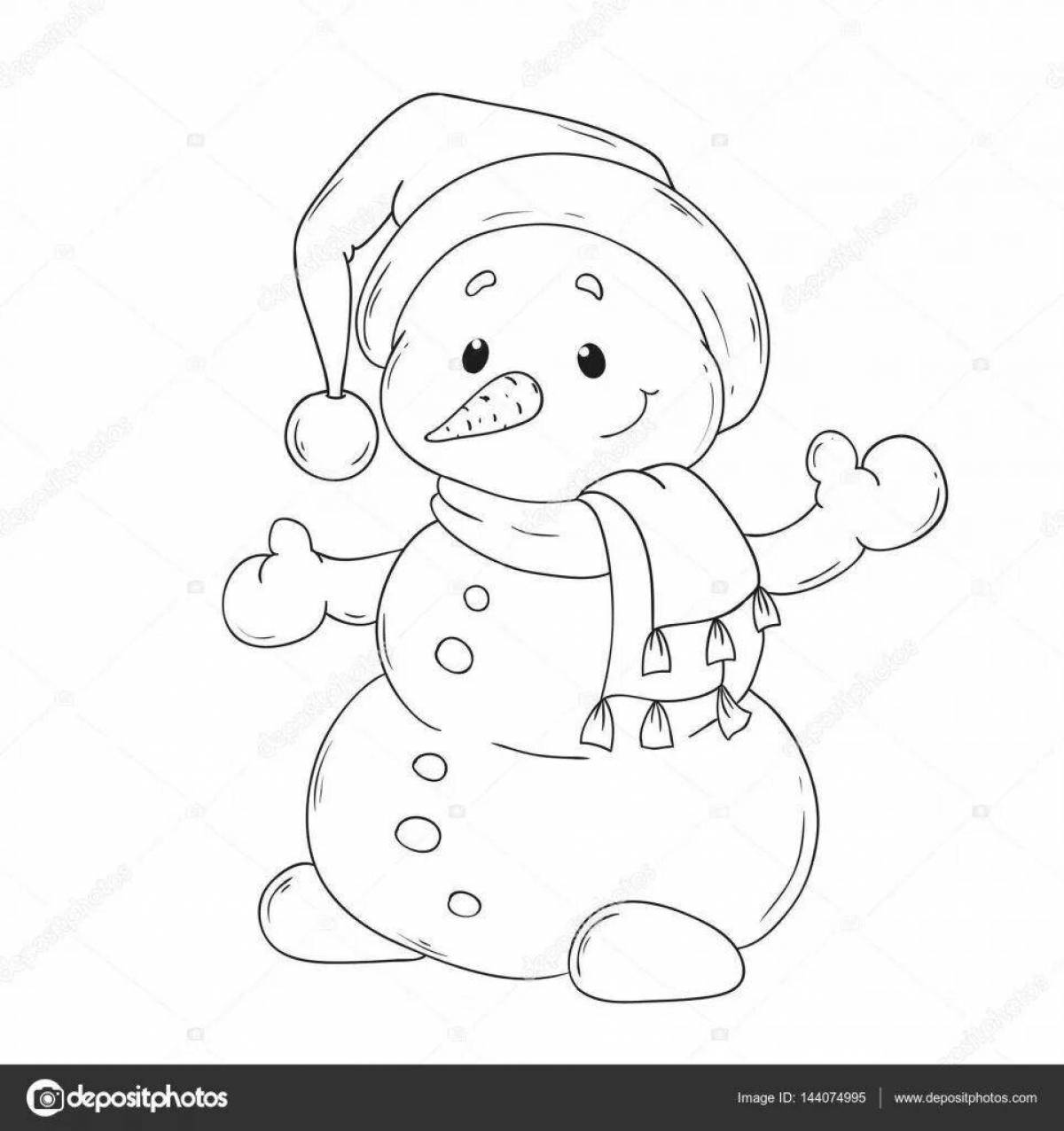 Блестящая девочка-снеговик раскраска