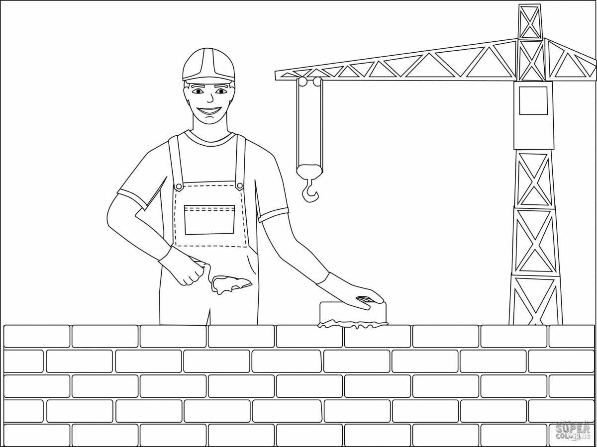 Playful builder coloring page