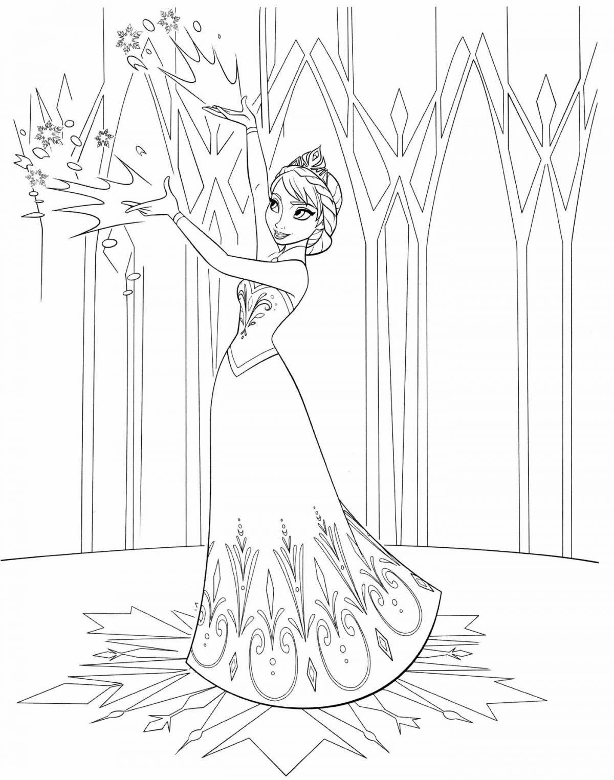 Elsa's majestic castle coloring page