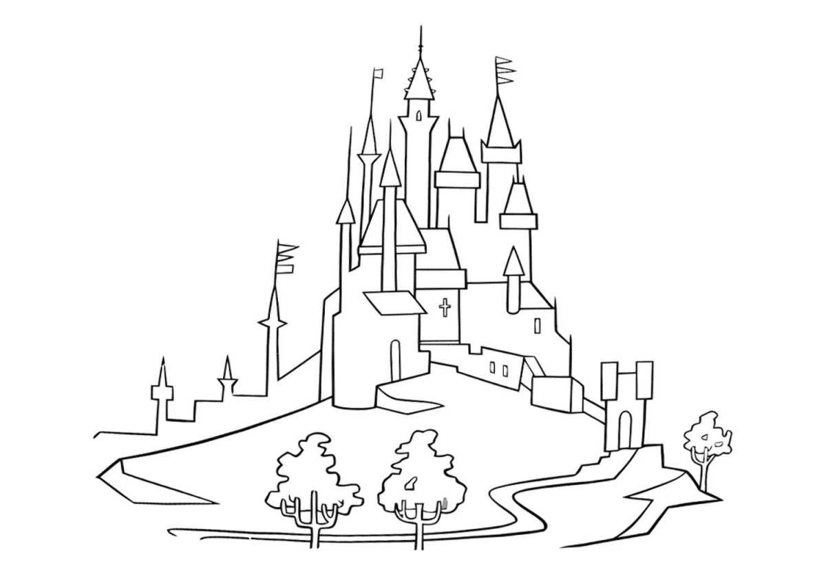 Impressive elsa castle coloring page