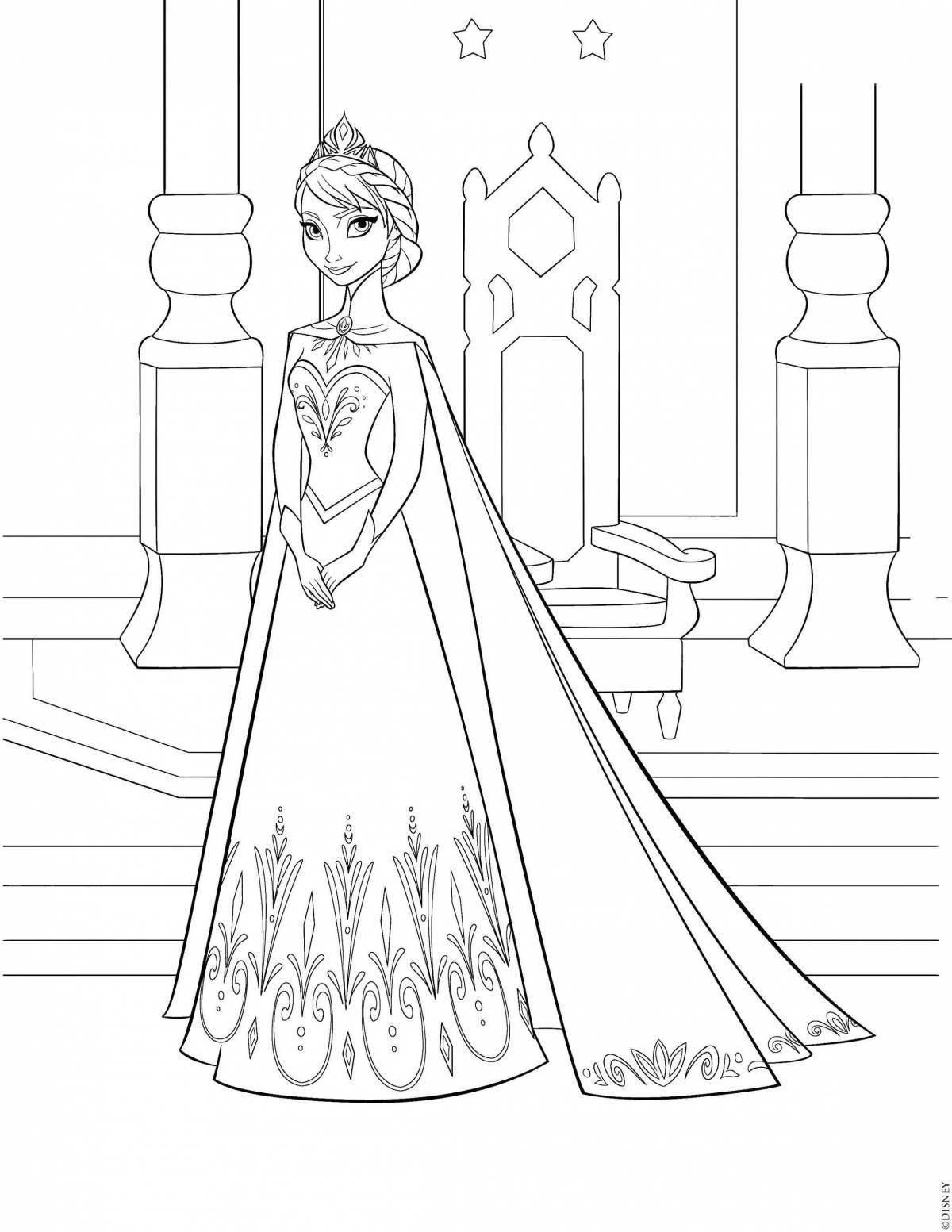 Elsa's elegant castle coloring page