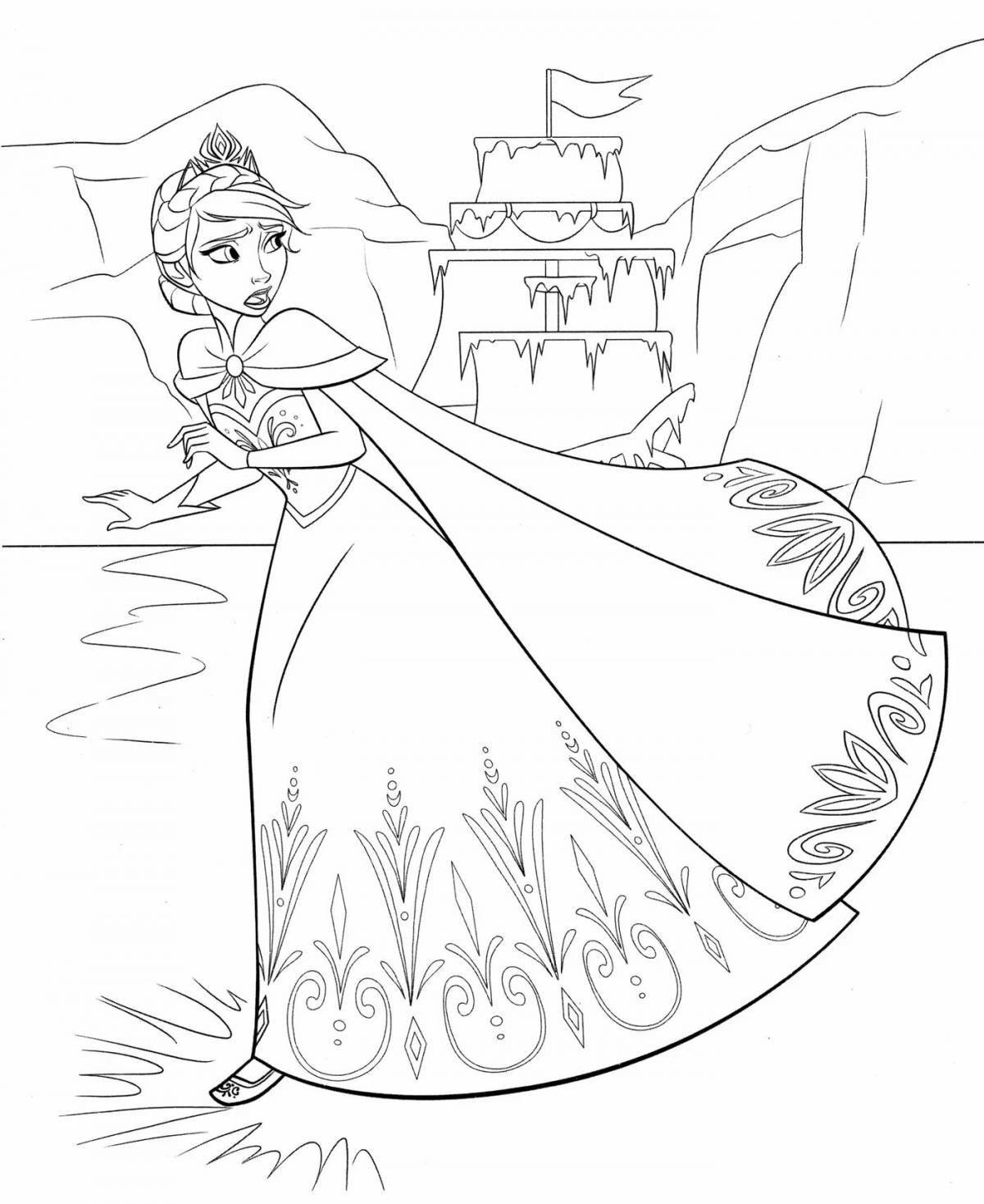 Elsa's dazzling castle coloring page