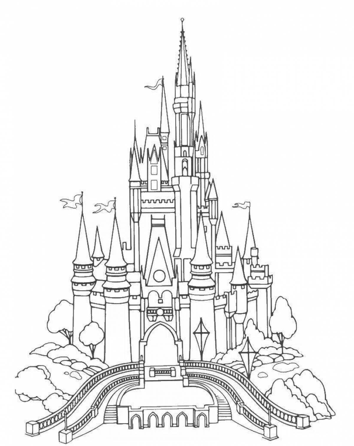 Coloring book Joyful Elsa's castle