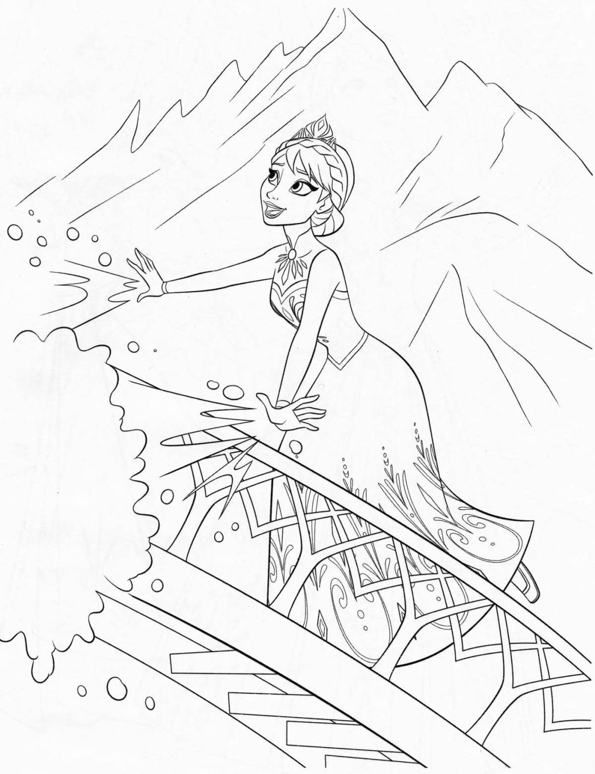Elsa's grandiose castle coloring page