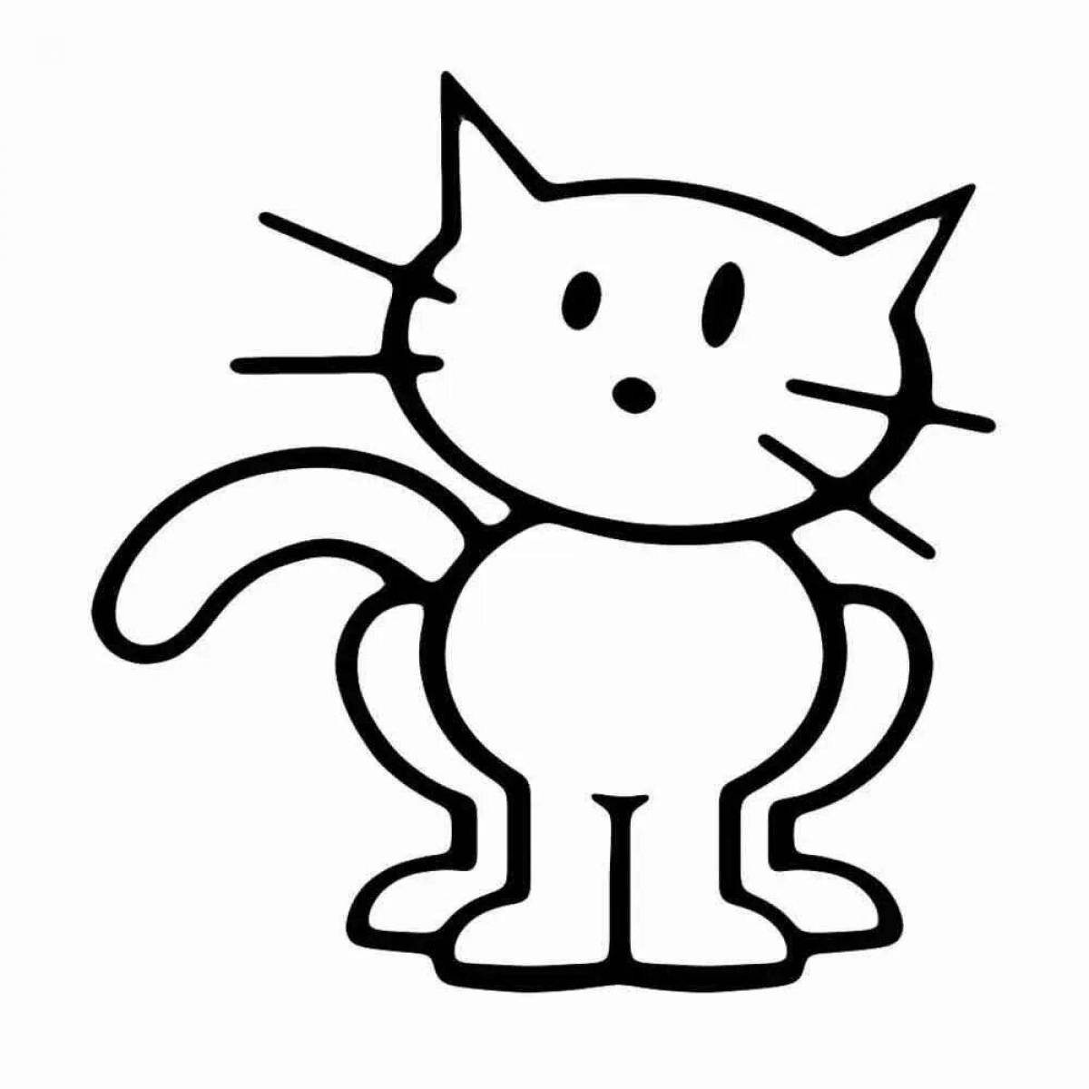 Quirky coloring cat easy