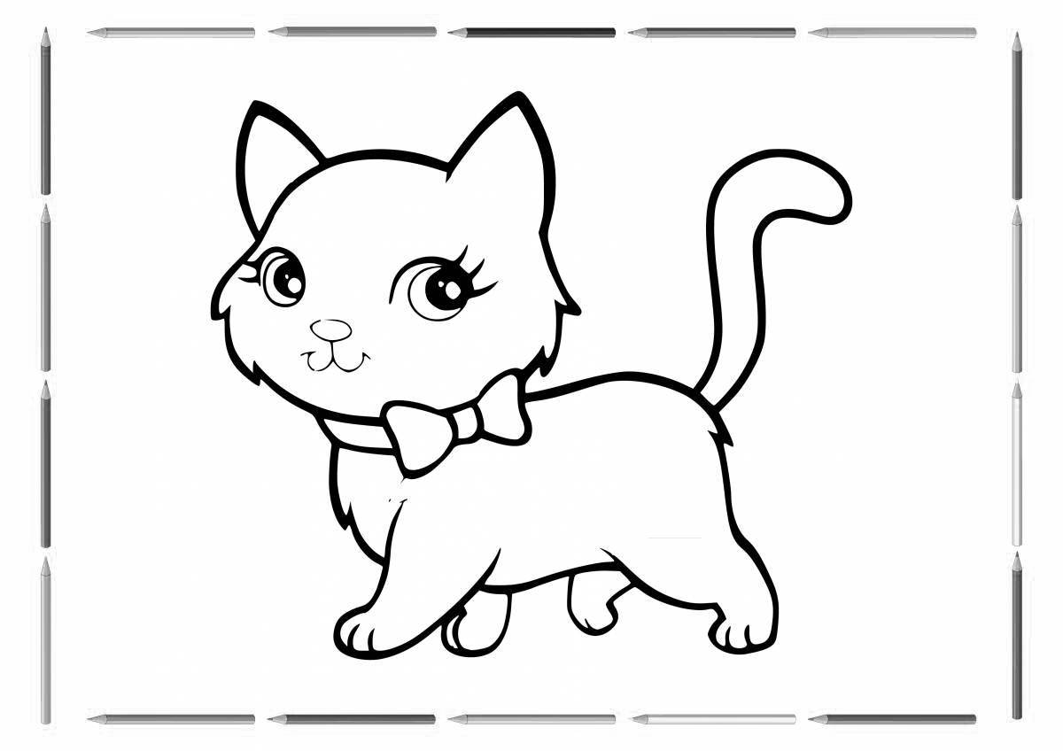 Serene coloring cat easy