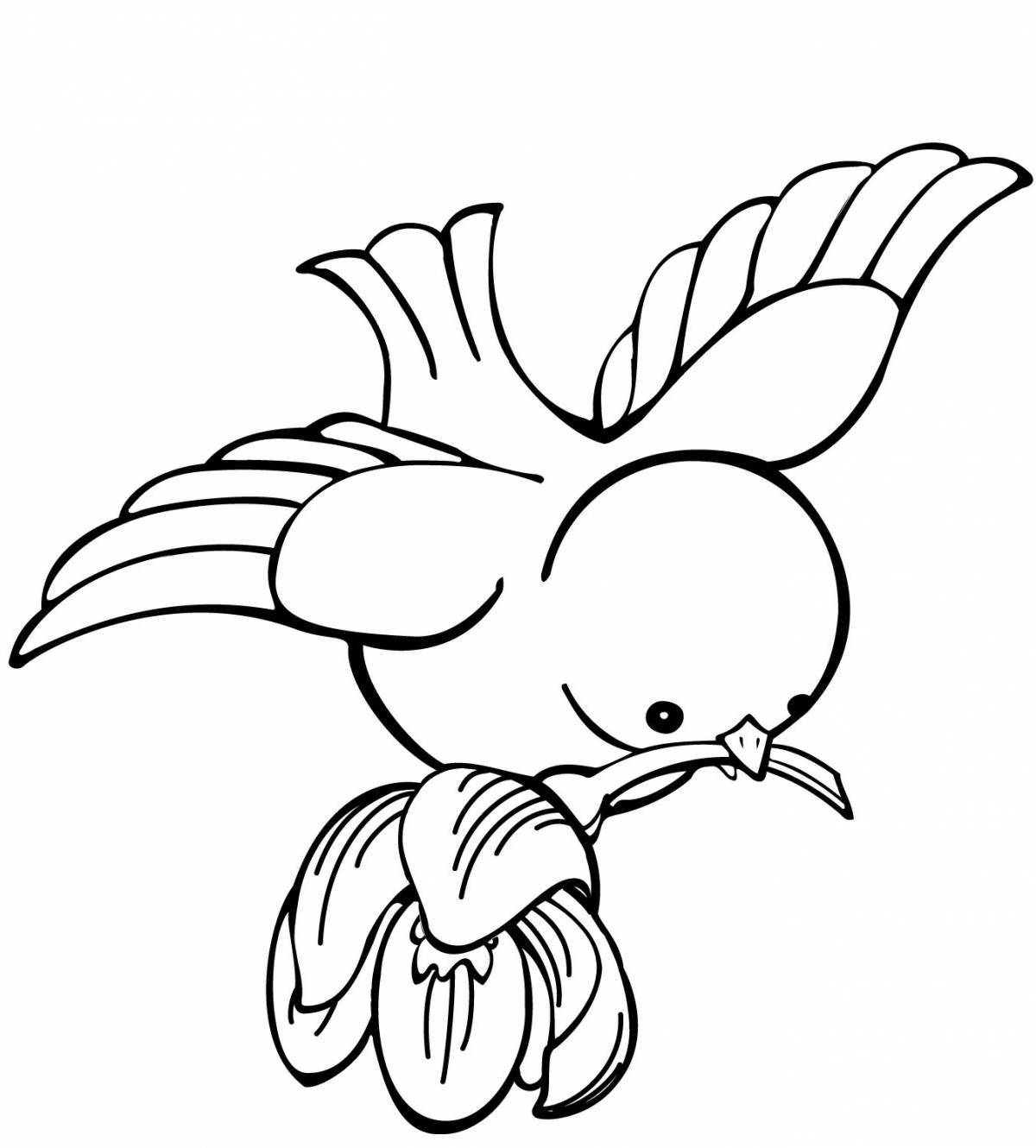 Joyful coloring bird drawing