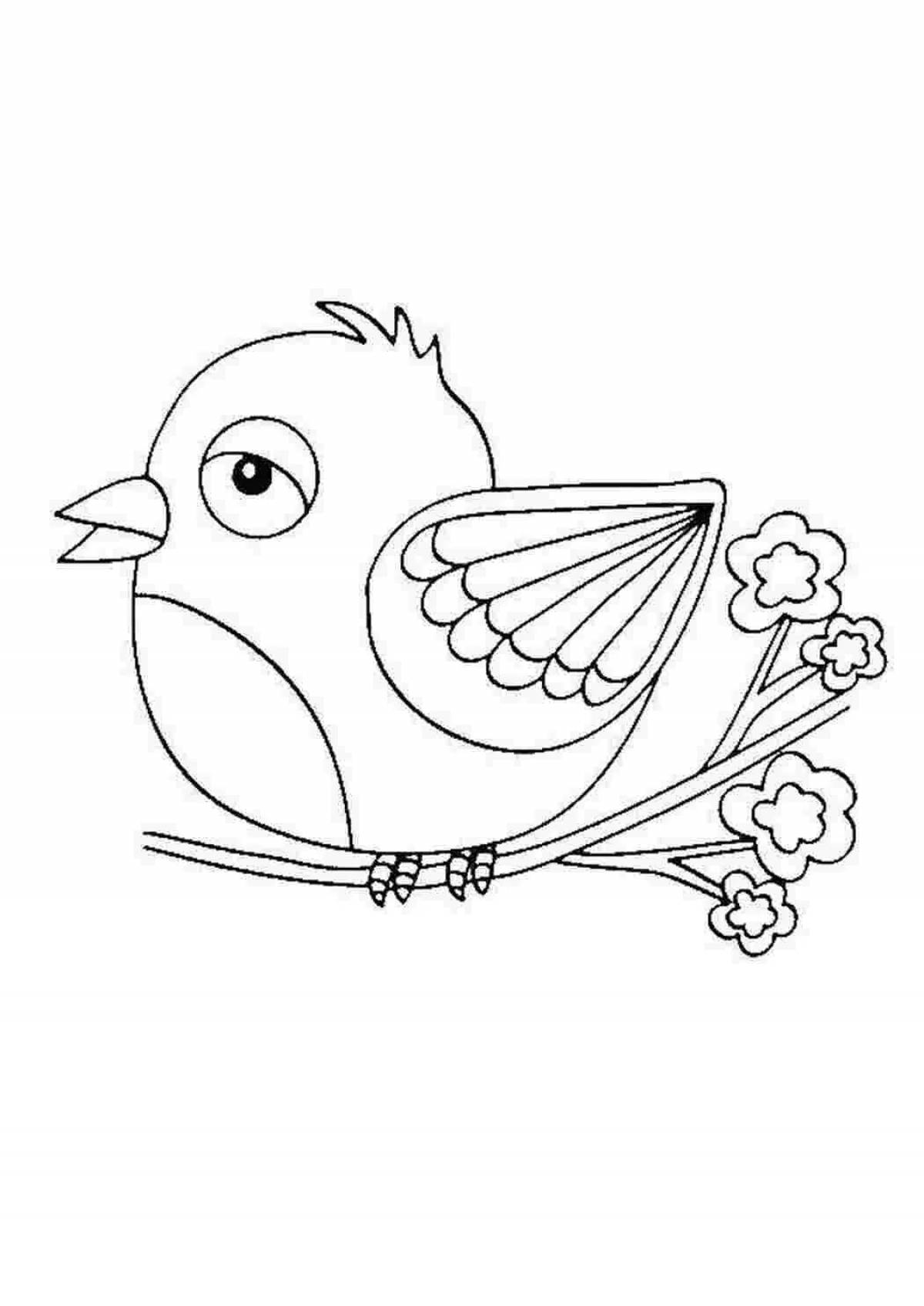 Grand coloring page bird drawing