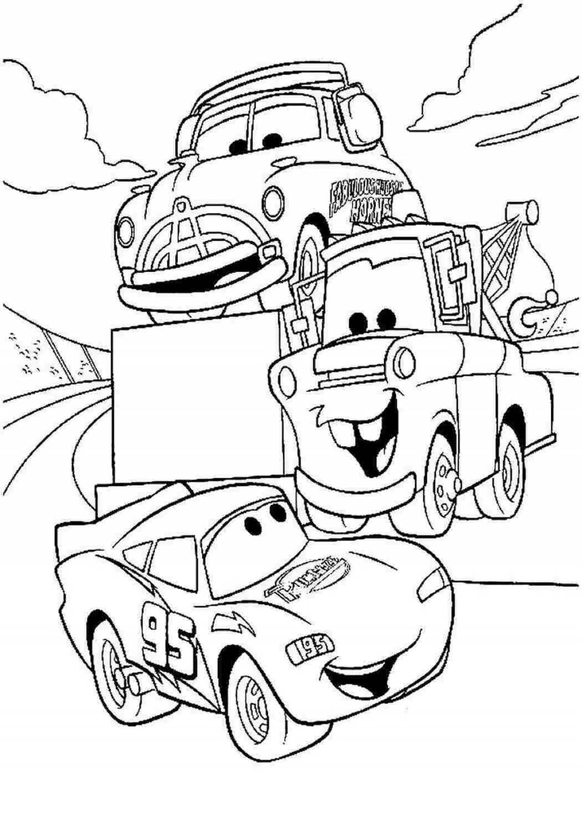 Funny cartoon cars coloring book