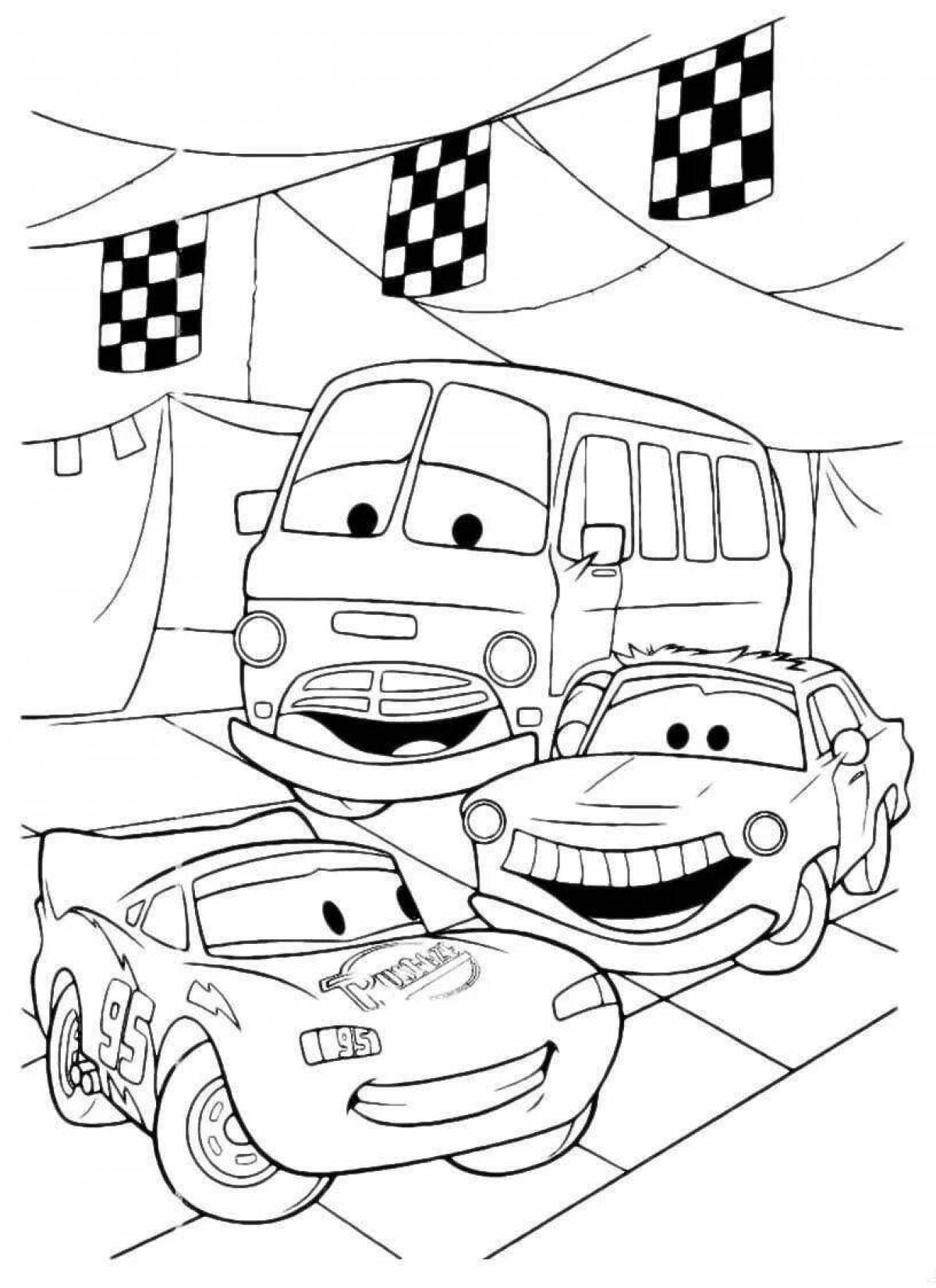 Cute cartoon cars coloring book