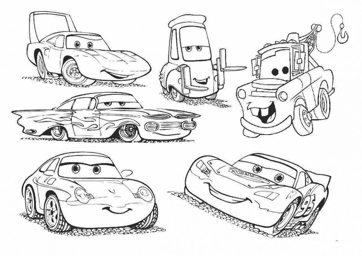 Coloring book stylish cartoon cars