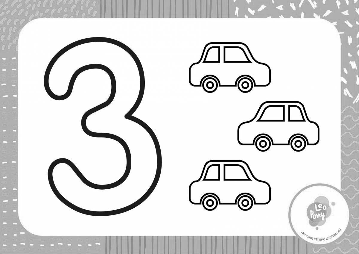 Photo Colorful number three coloring page