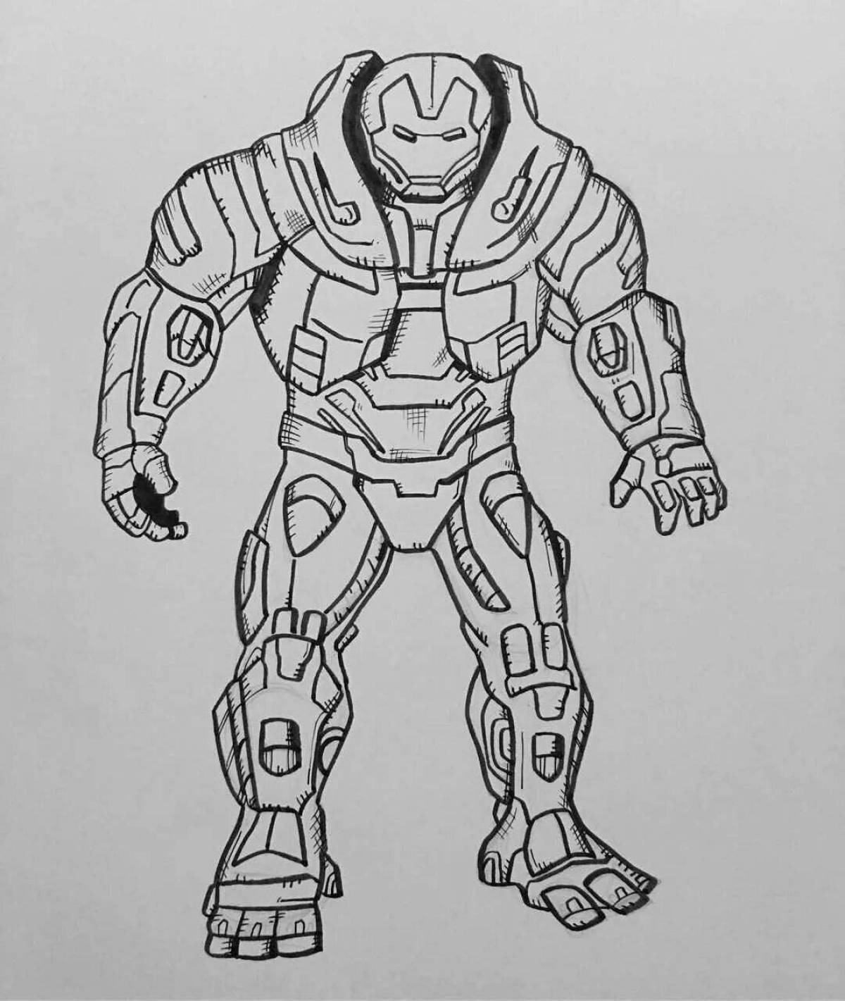 Photo Brilliantly done iron hulk coloring page