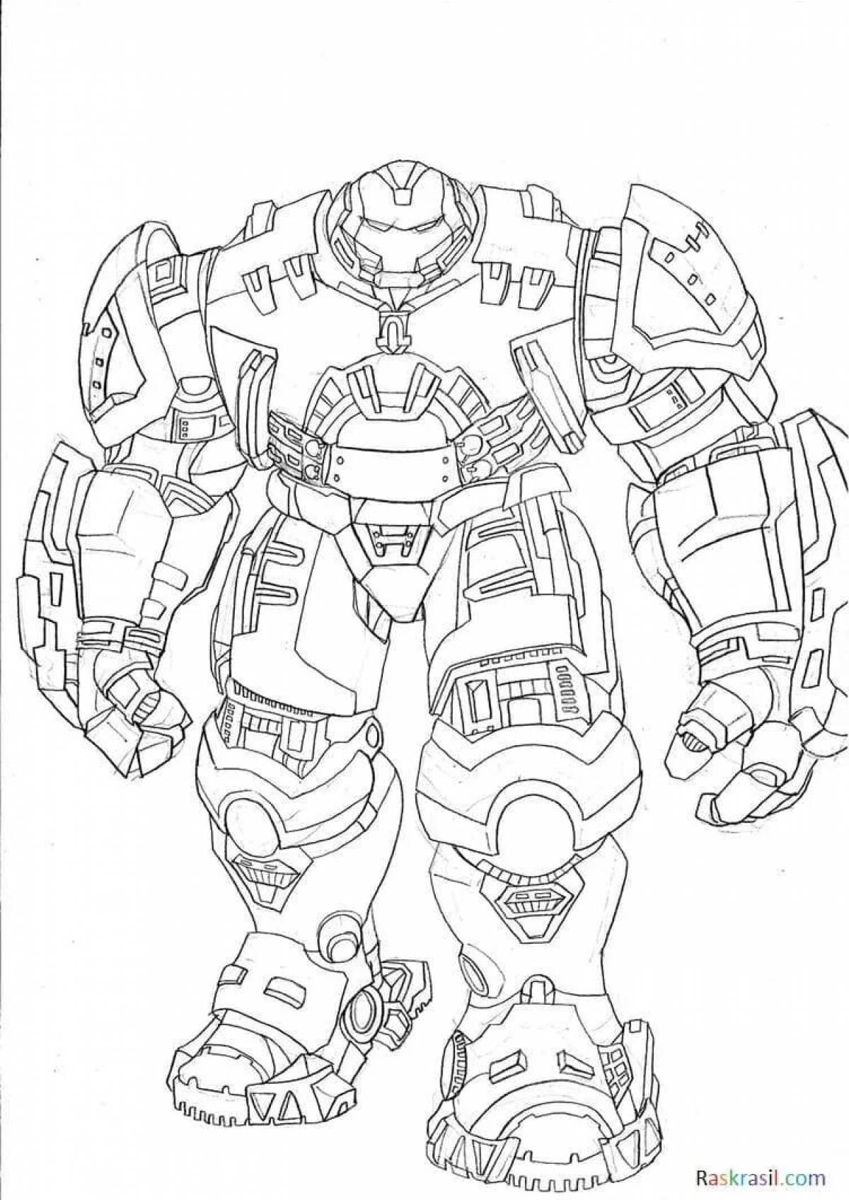 Intricately crafted iron hulk coloring page
