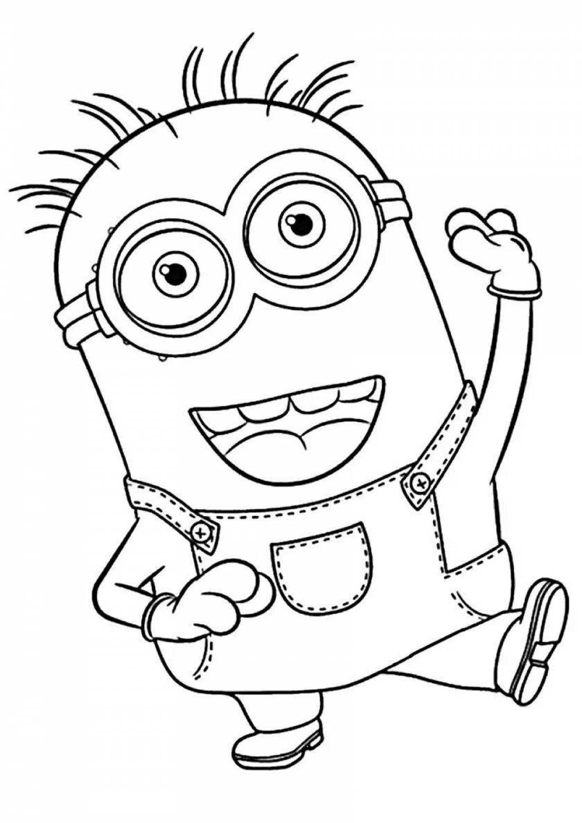 Crazy Minion Christmas Coloring Page