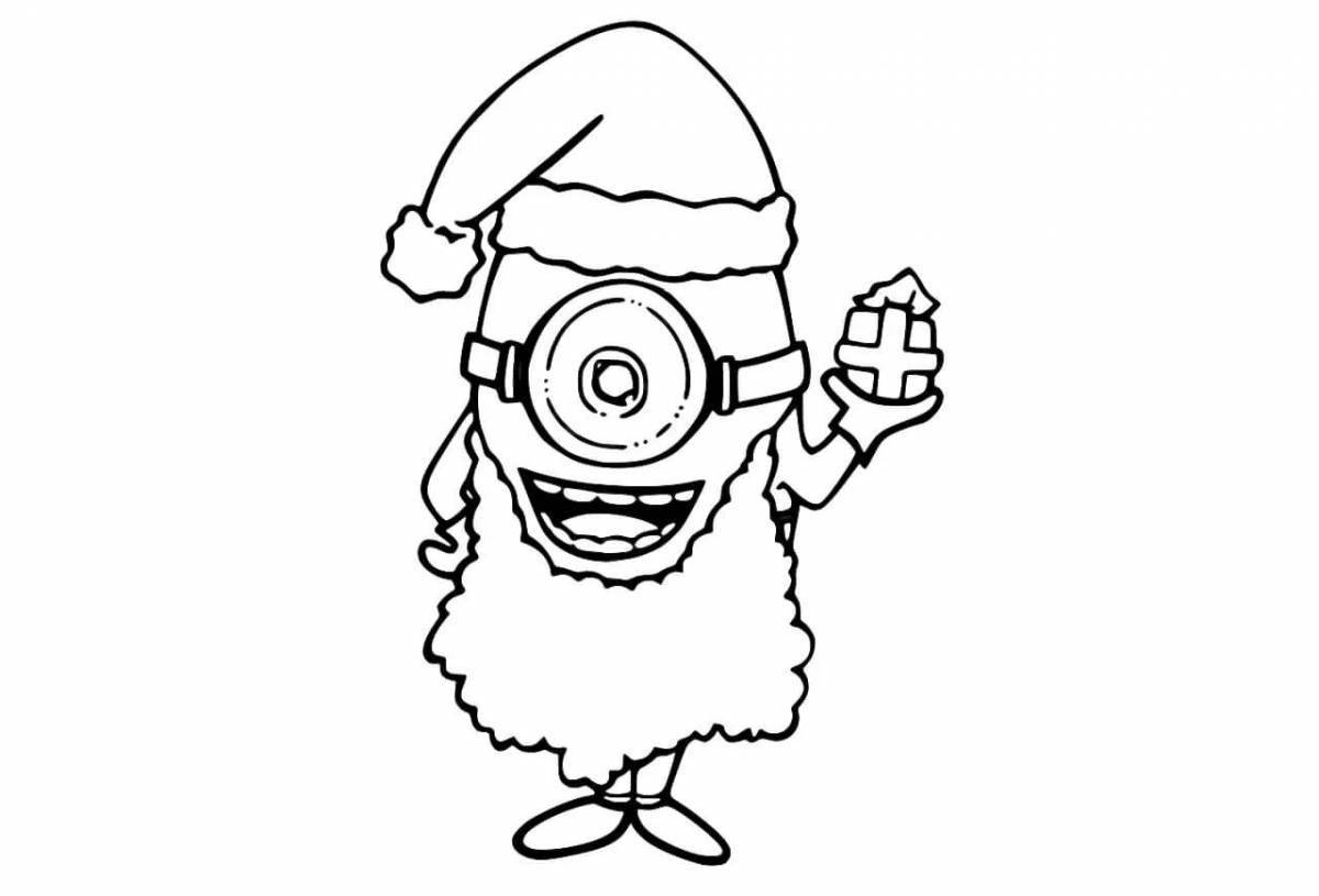 Minion Color Explosive Christmas Coloring Page