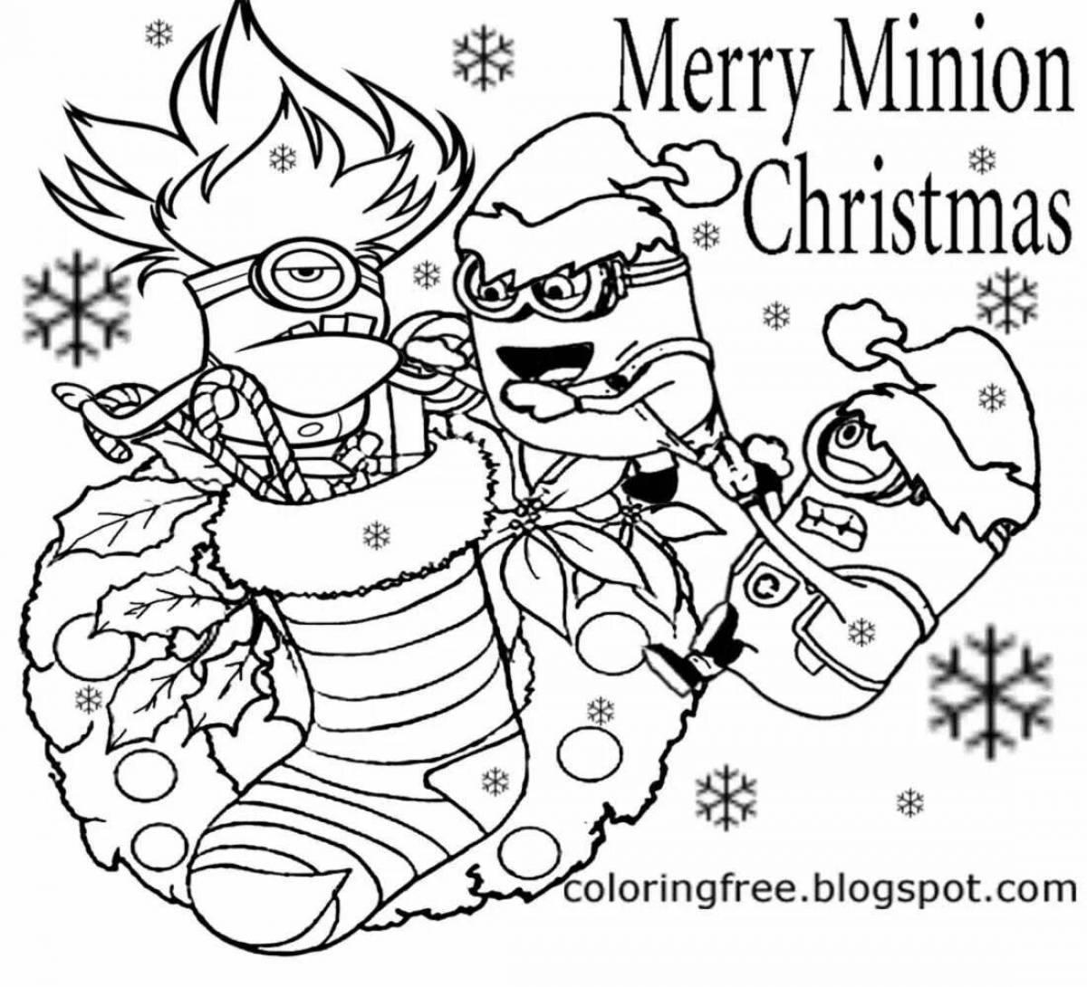 Christmas coloring minion-crazy color