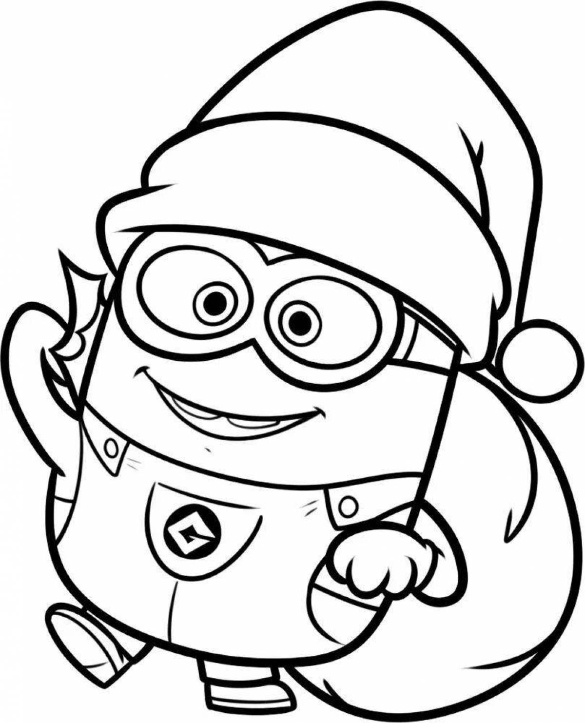 Color-zany minion new year coloring page