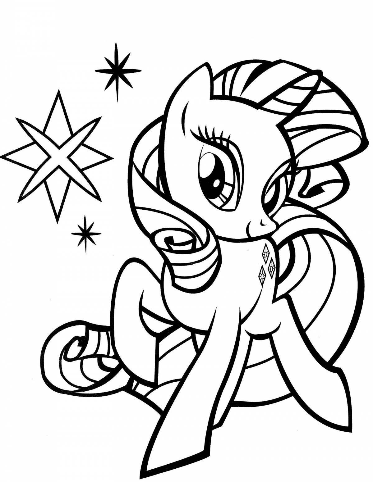 Coloring book with magic pony