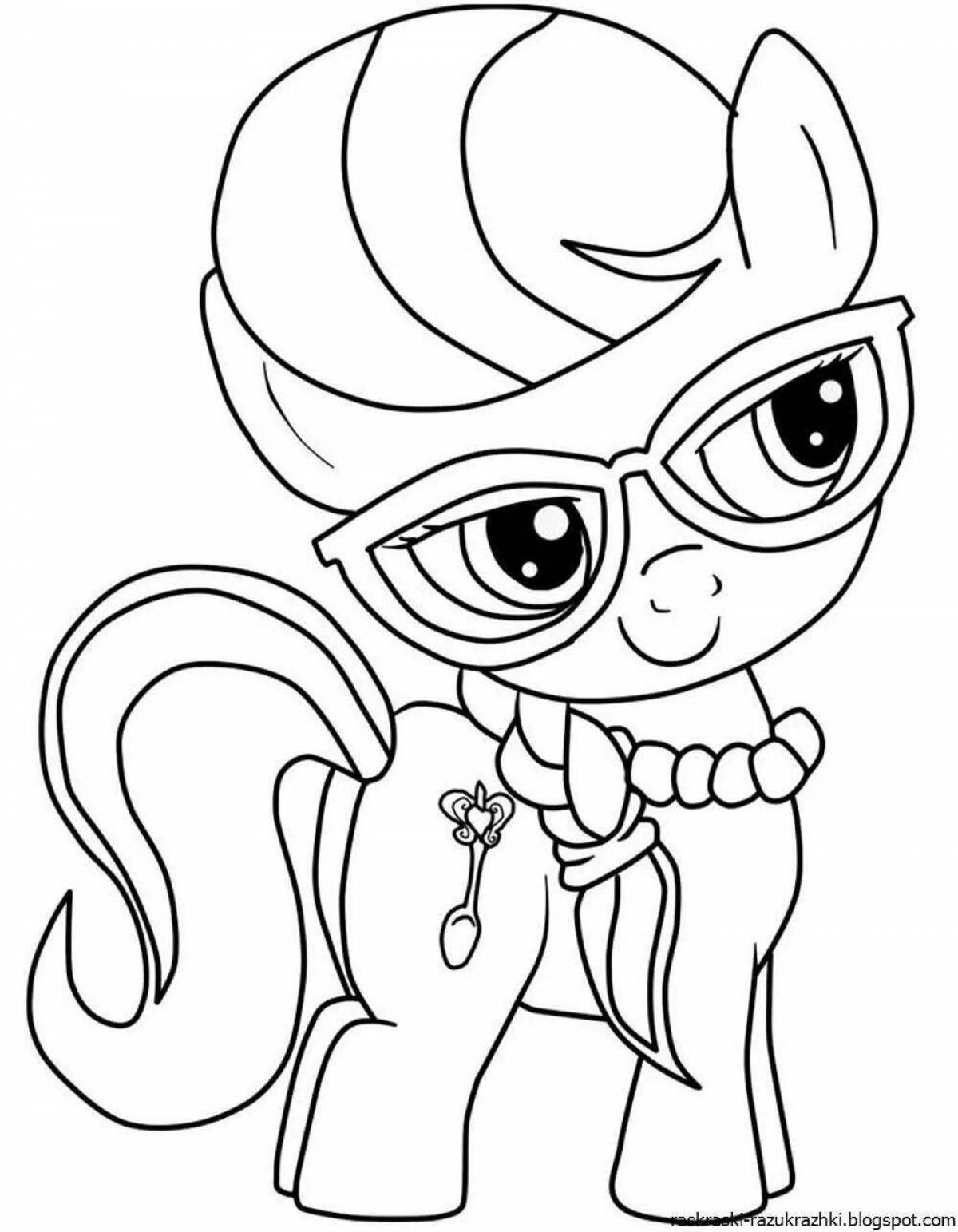 Glittering pony print coloring book