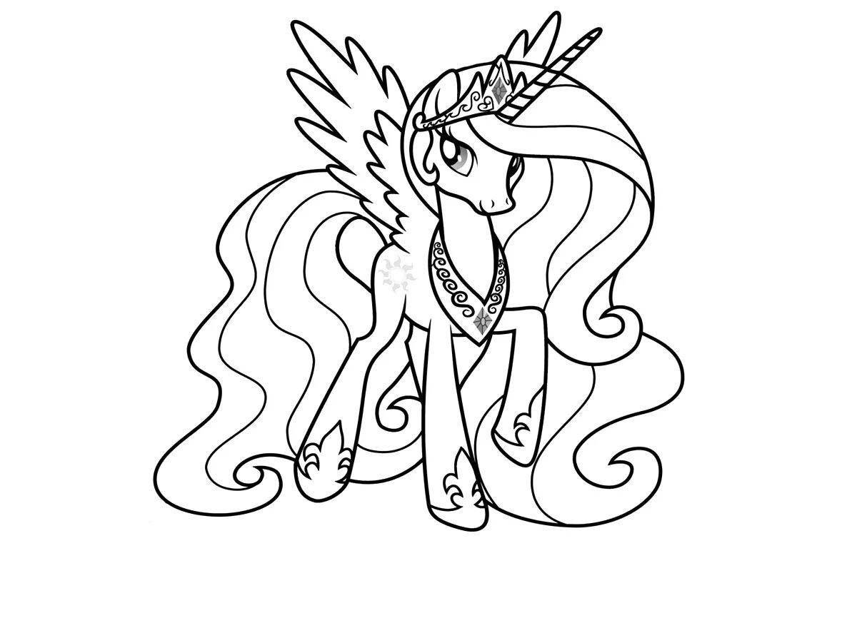 Printable serene pony coloring page