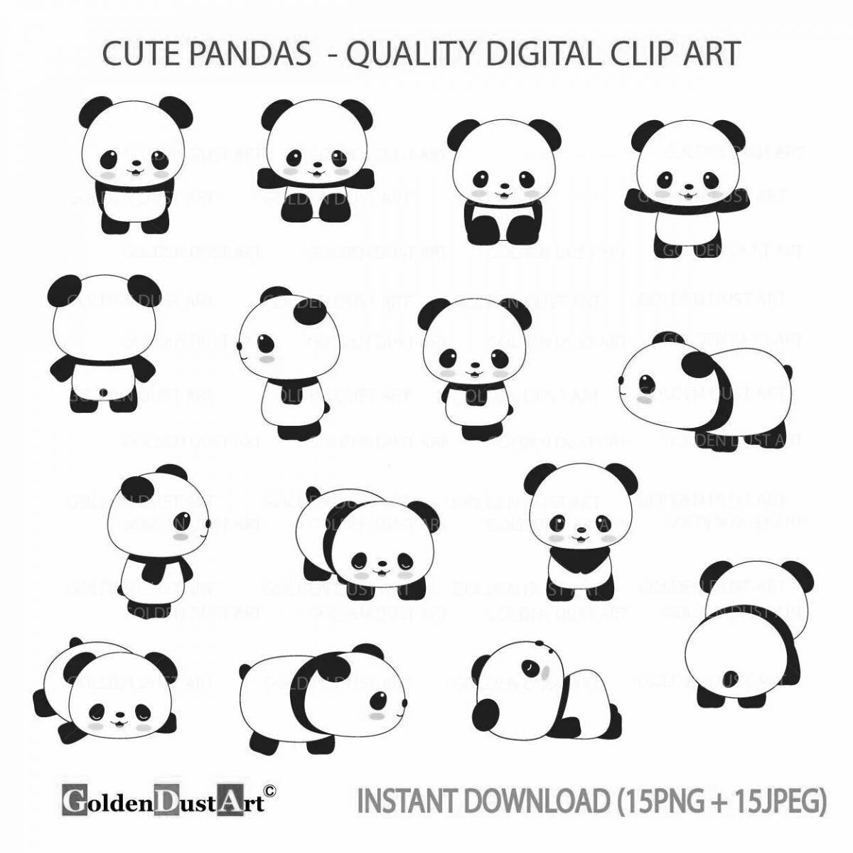 Adorable little panda coloring book