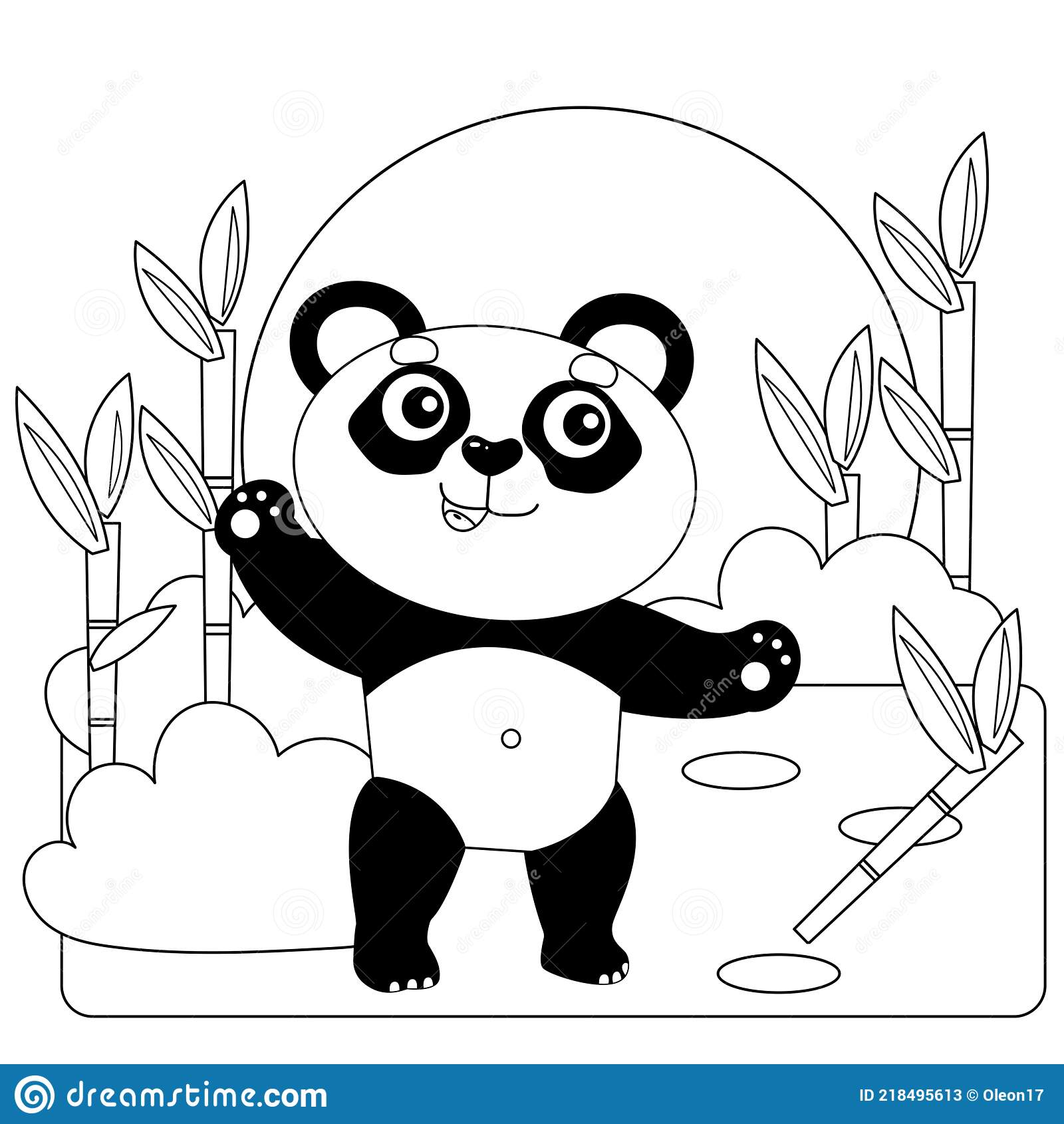 Coloring page blissful little panda
