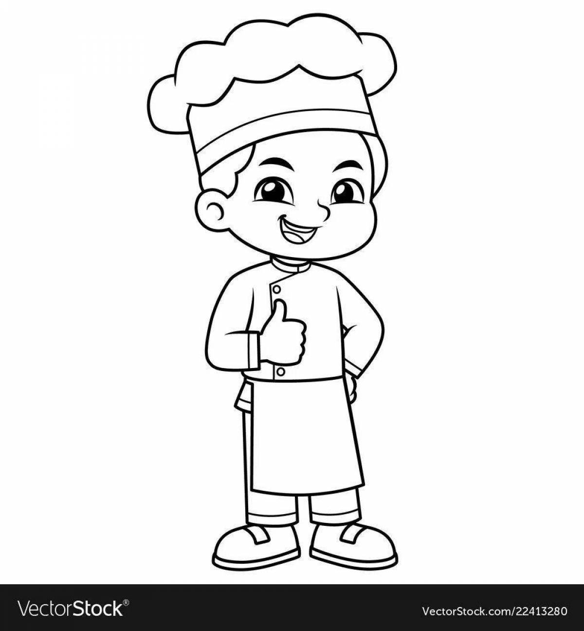 Coloring book playful pastry chef profession