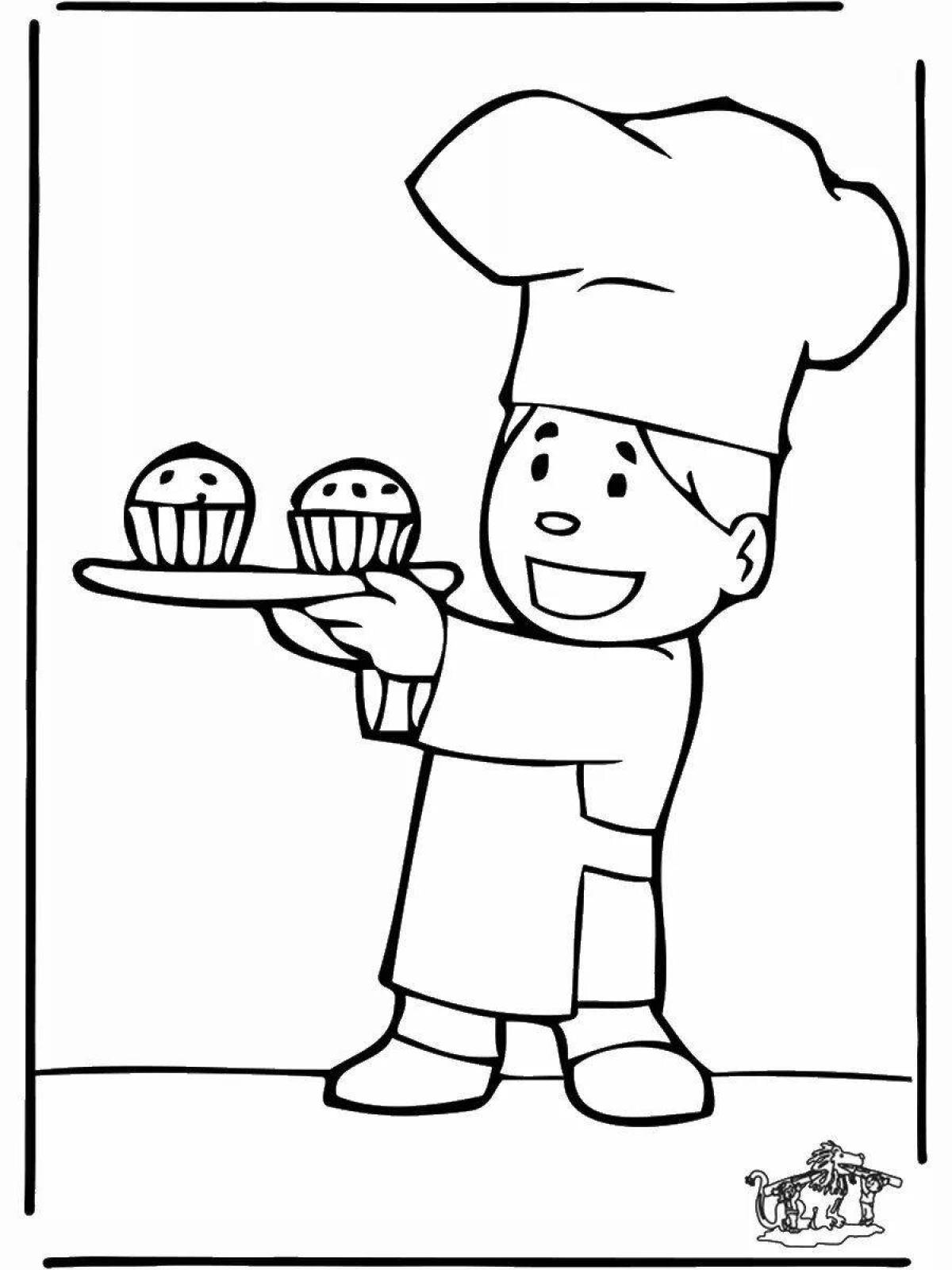 Coloring creative pastry chef profession
