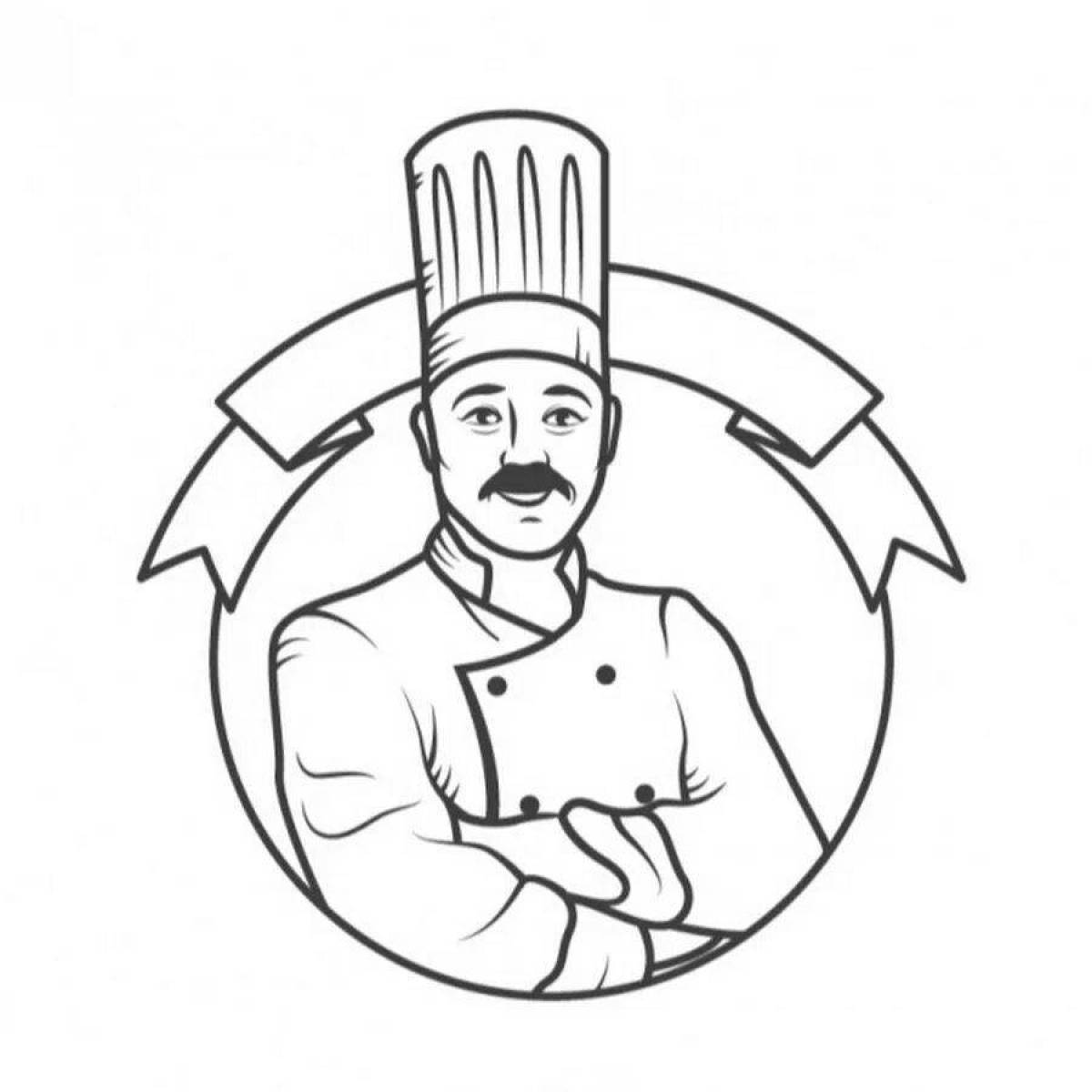 Color-frenzy pastry chef profession coloring page