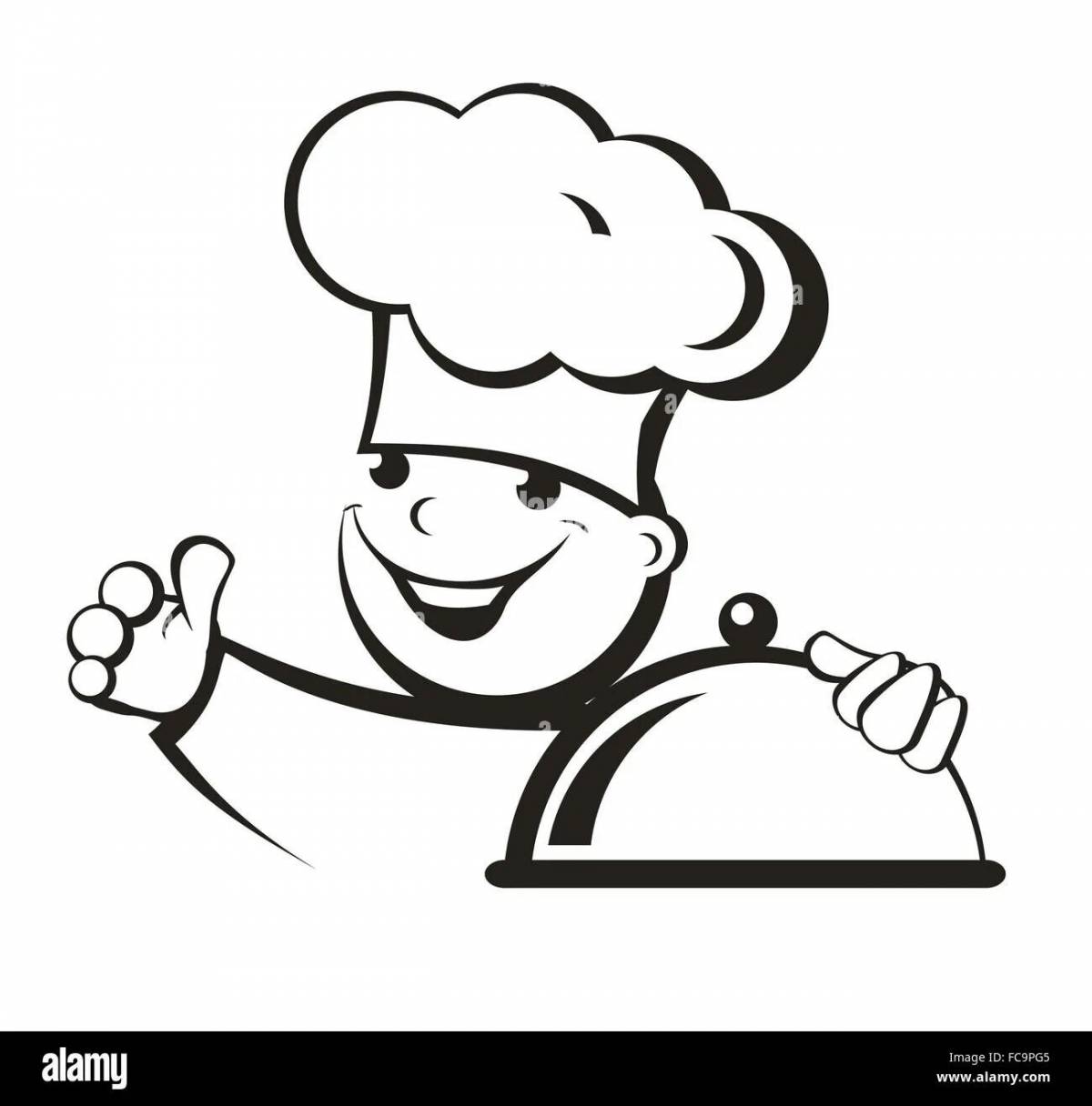 Colorful bright pastry chef profession coloring page